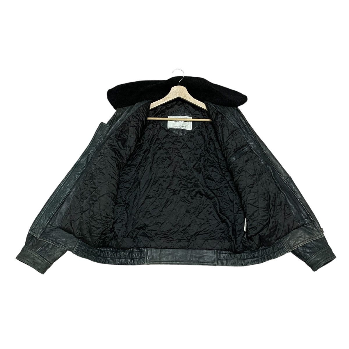 Genuine Leather Vtg Moda Italiana Flight Bomber Leather Jacket Fur Collar Size US L / EU 52-54 / 3 - 21 Thumbnail