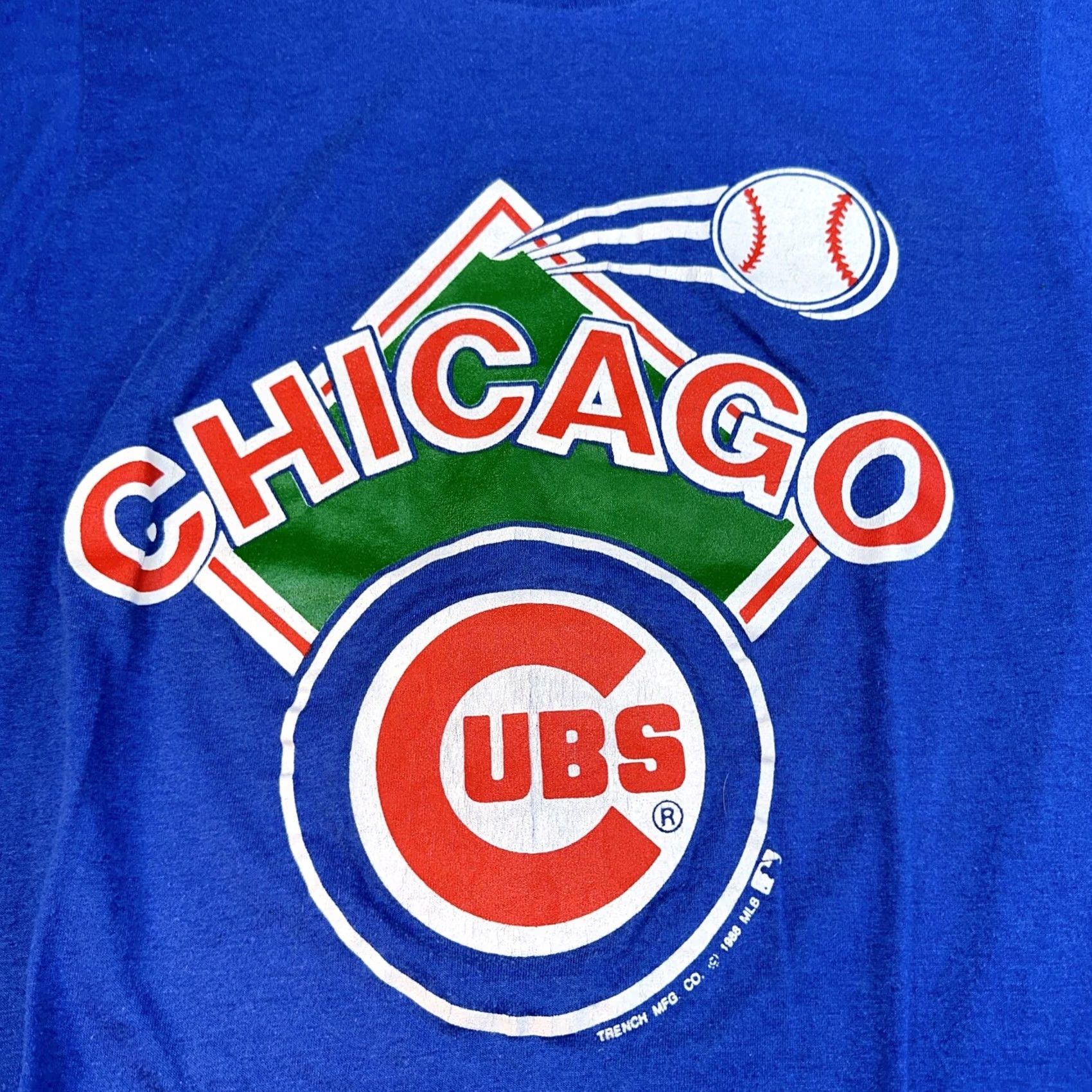Vintage VINTAGE Screen Stars Men’s T-Shirt Cubs 1988 Blue M Silk Shirts Cubs Fans Mens Size US M / EU 48-50 / 2 - 2 Thumbnail