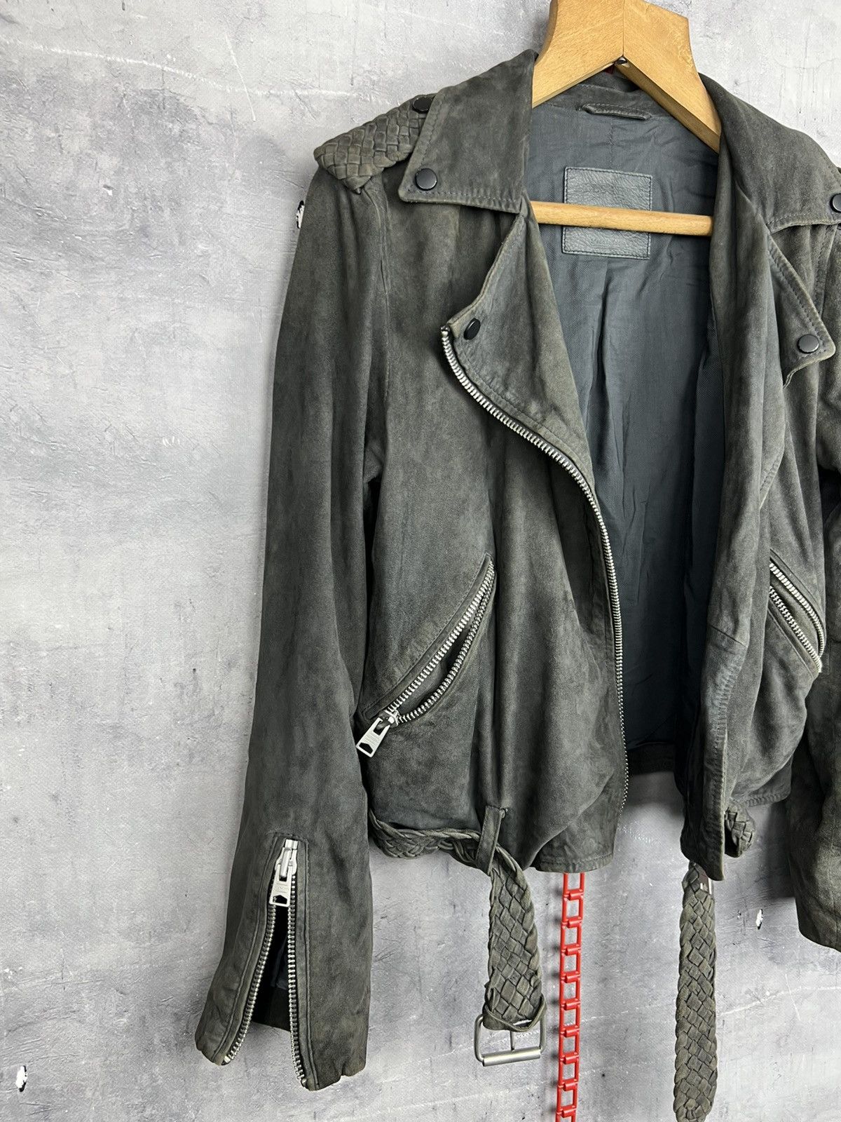 Allsaints ALLSAINTS Braided Wyatt Goat Leather Suede Biker Jacket EU36 Size S / US 4 / IT 40 - 9 Thumbnail