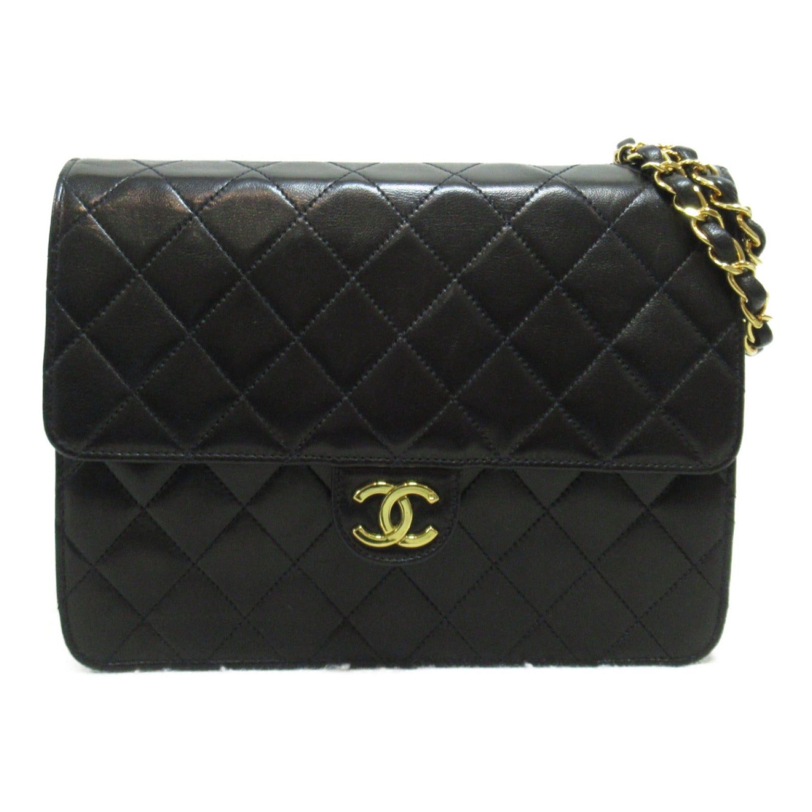 Chanel Chanel Matelasse Push Lock Chain Shoulder Bag Lambskin (Sheepskin) Black Gold Hardware Size ONE SIZE - 1 Thumbnail