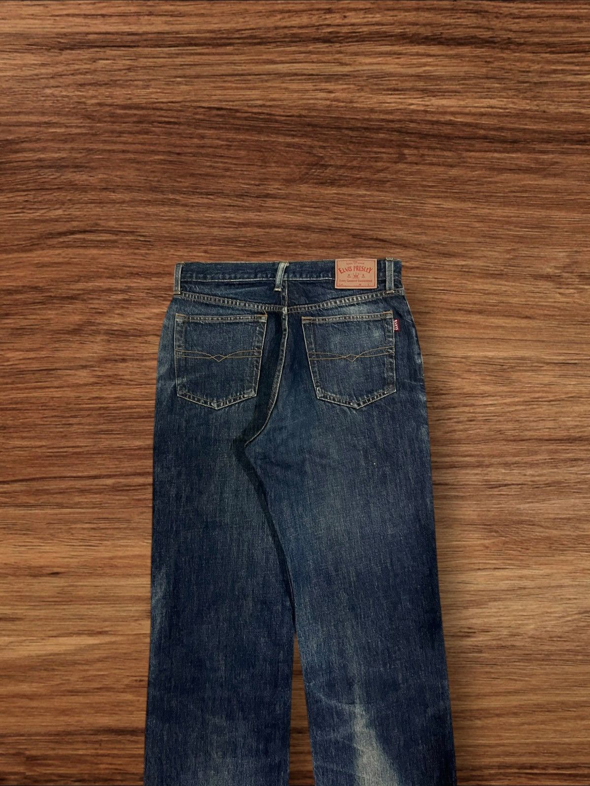 Japanese Brand × Vintage ⚡️Vintage⚡️Elvis Presley The King Of Rock Bleached Blue Jeans Size US 32 / EU 48 - 6 Thumbnail