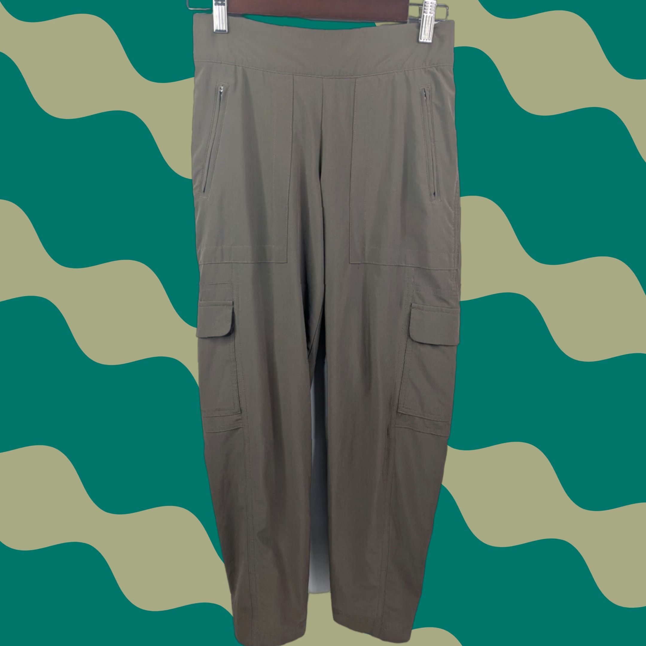Athleta VINTAGE Athleta Chelsea Cargo Lined Pants Women's 0 Brown Stretch Pull-On Tapered Size 25" / US 0 / IT 36 - 1 Thumbnail