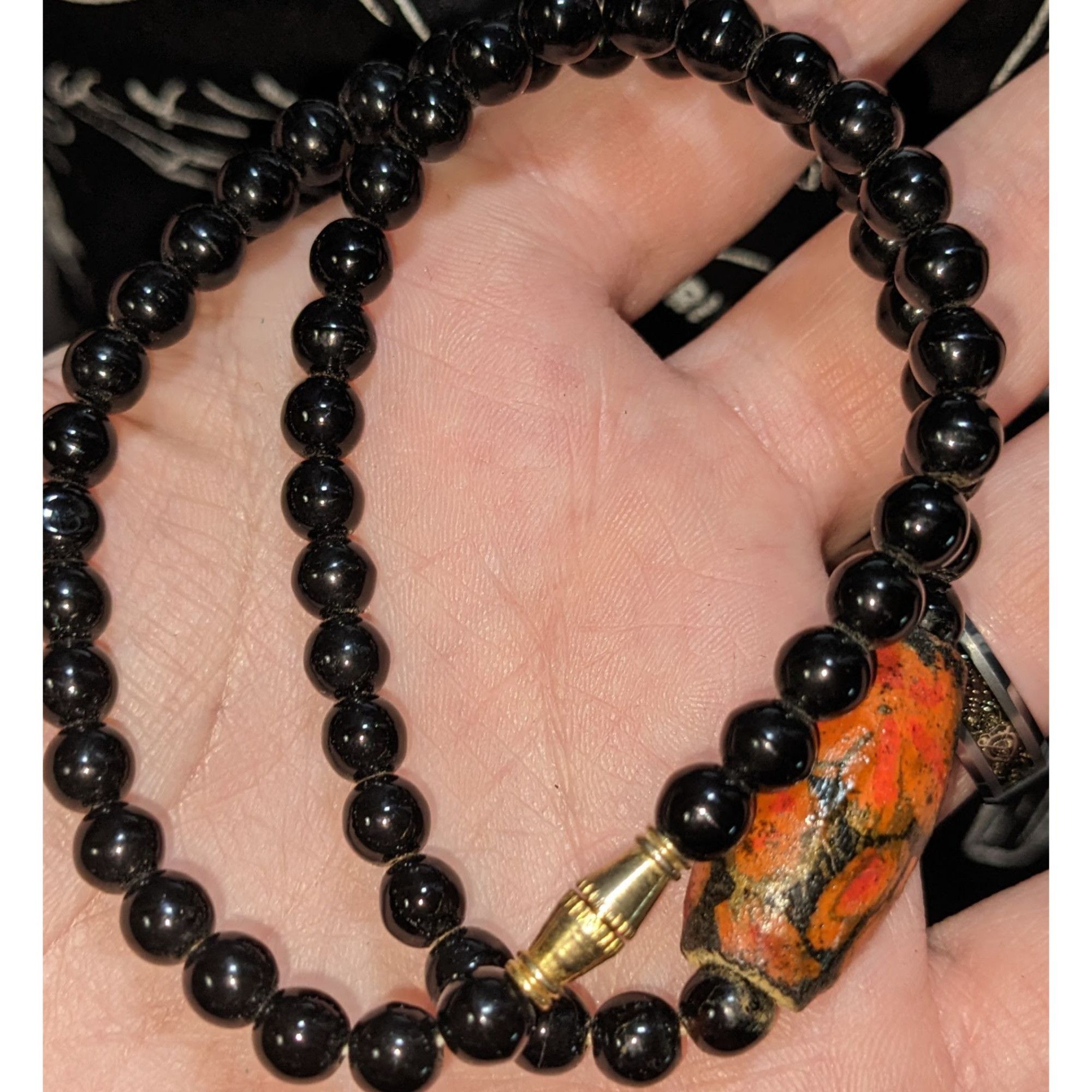 Other Vintage Artisan Floral Necklace With Black Beads Size ONE SIZE - 2 Thumbnail