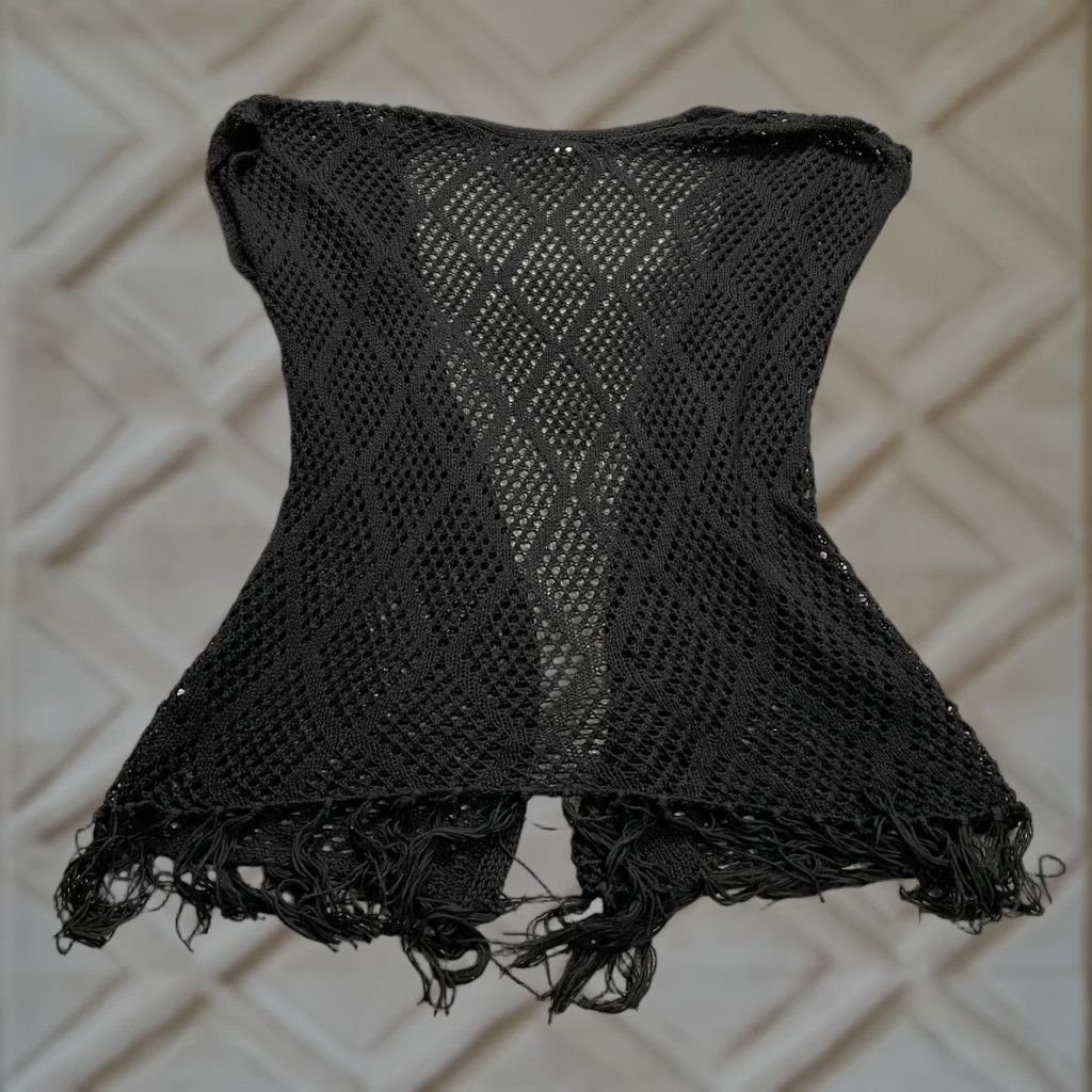 Vintage VINTAGE No Boundaries Women's Beach Cover Up Sleeveless Crochet Black Large Swimwear Size ONE SIZE - 1 Thumbnail