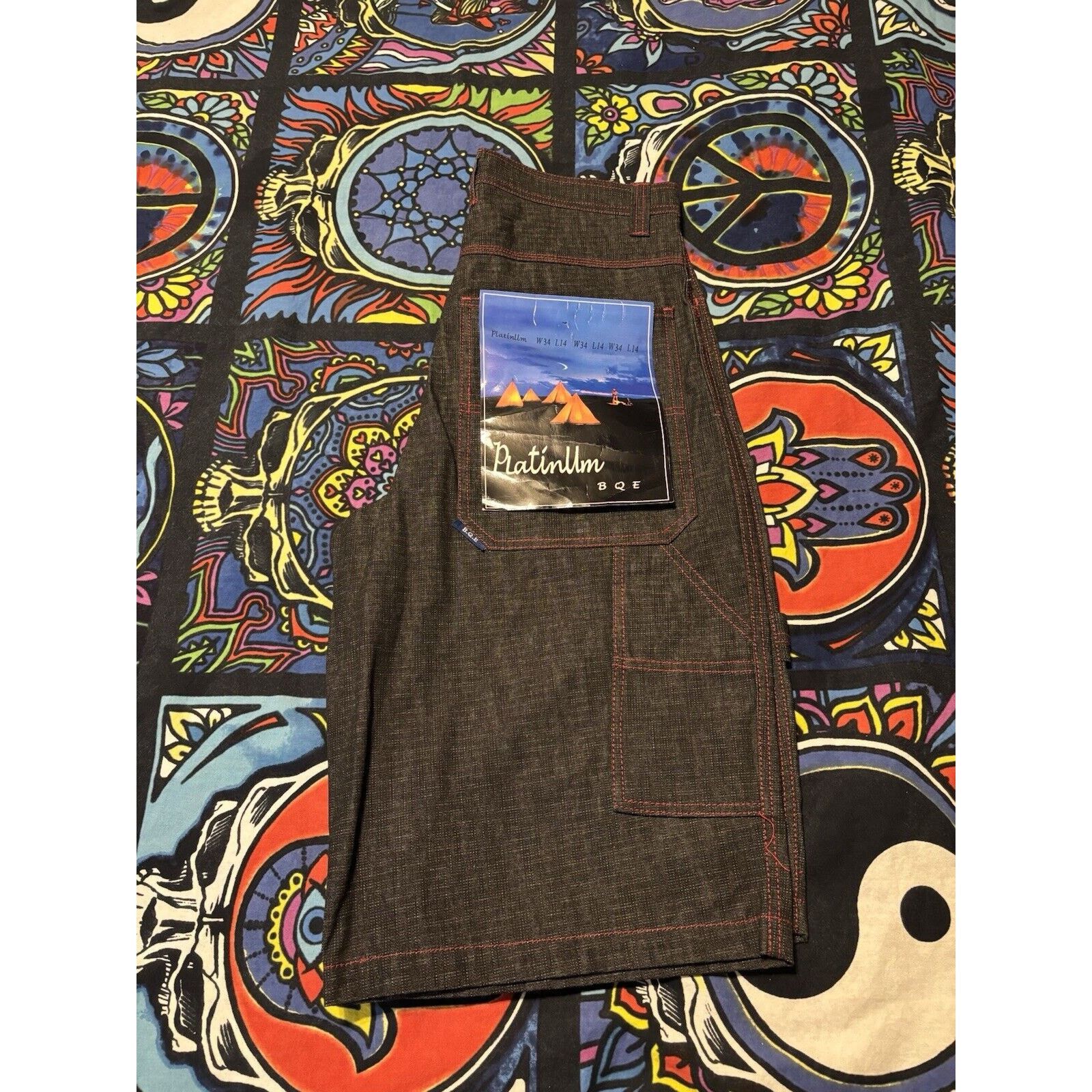 Other y2k platinum B.Q.E black red jorts shorts W34 L 14 NWT baggy Size US 34 / EU 50 - 7 Thumbnail