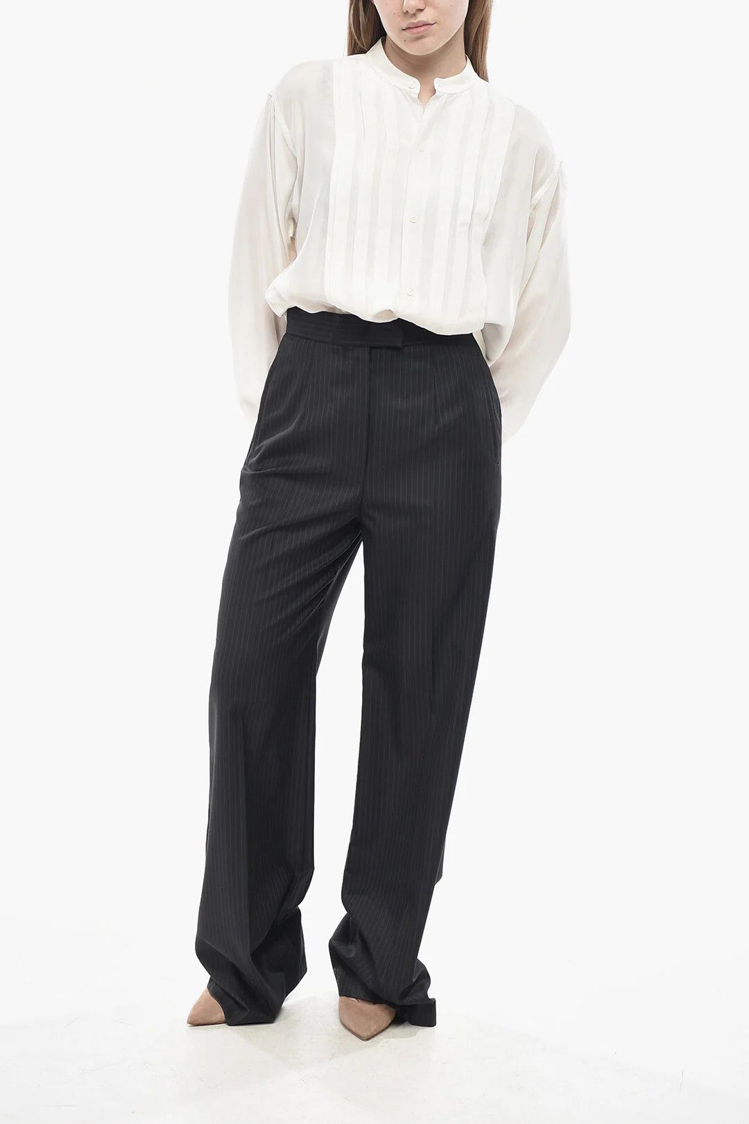 Alexander McQueen og1mm0426 Wool Palazzo Pant in Blue Size 28" / US 6 / IT 42 - 3 Thumbnail