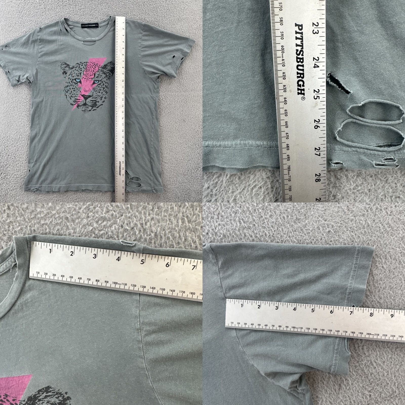 Lululemon VINTAGE Lululemon Studio Distressed Women’s Large Gray Green Graphic Print T Shirt Size L / US 10 / IT 46 - 10 Thumbnail