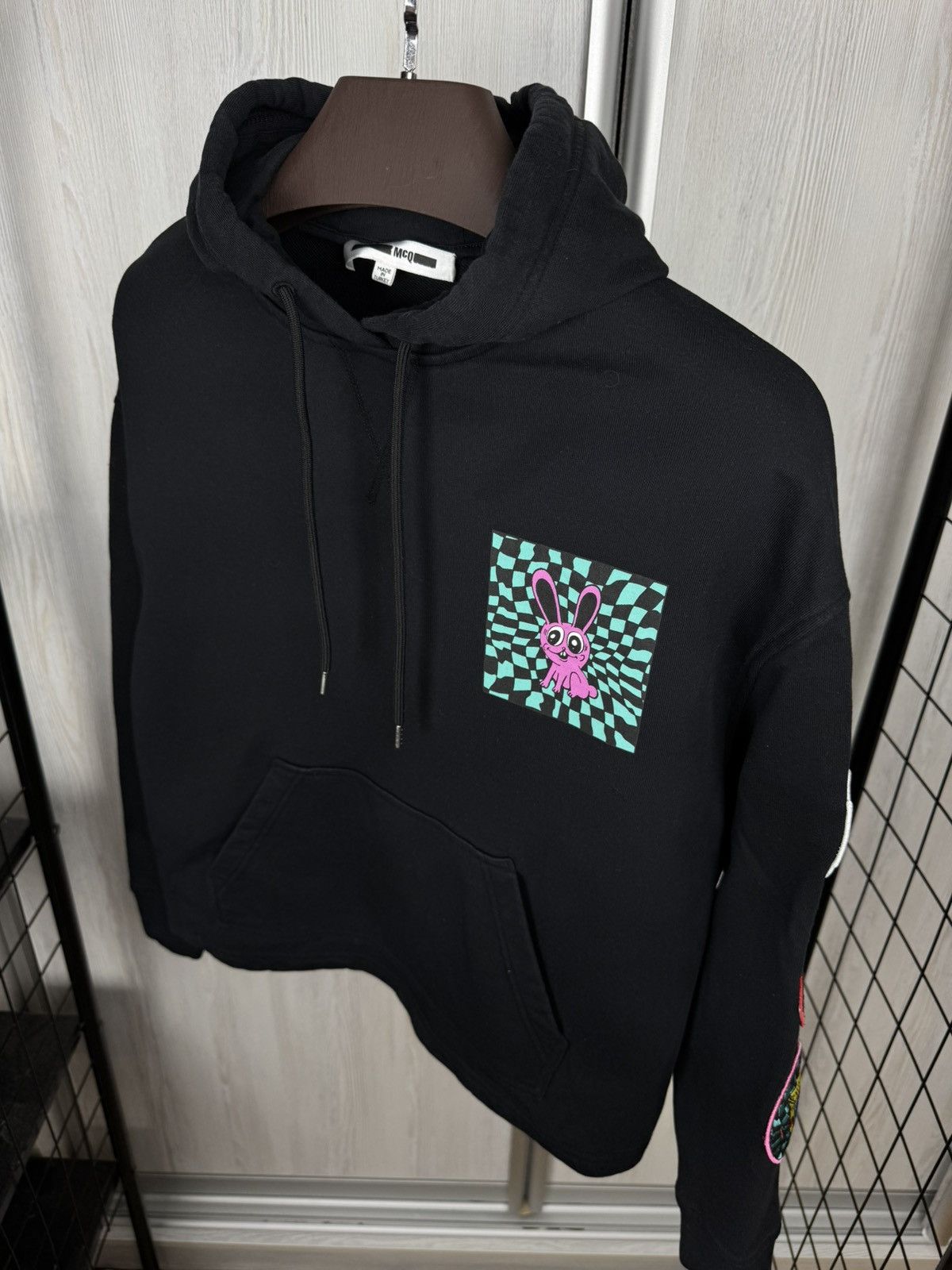 McQ Alexander McQueen McQ Alexander McQueen Black Acid Bunny French Terry Hoodie Size XXS / US 00 / IT 34 - 7 Thumbnail
