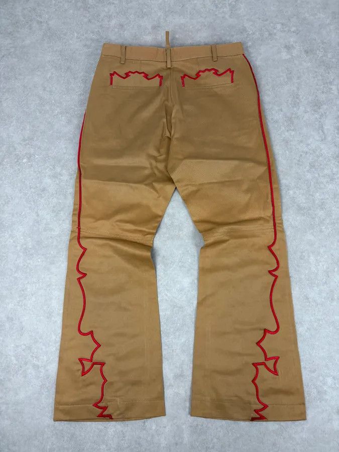 Dsquared2 1990s Dsquared2 Beige & Red Lined Flared Pants Size US 32 / EU 48 - 1 Thumbnail