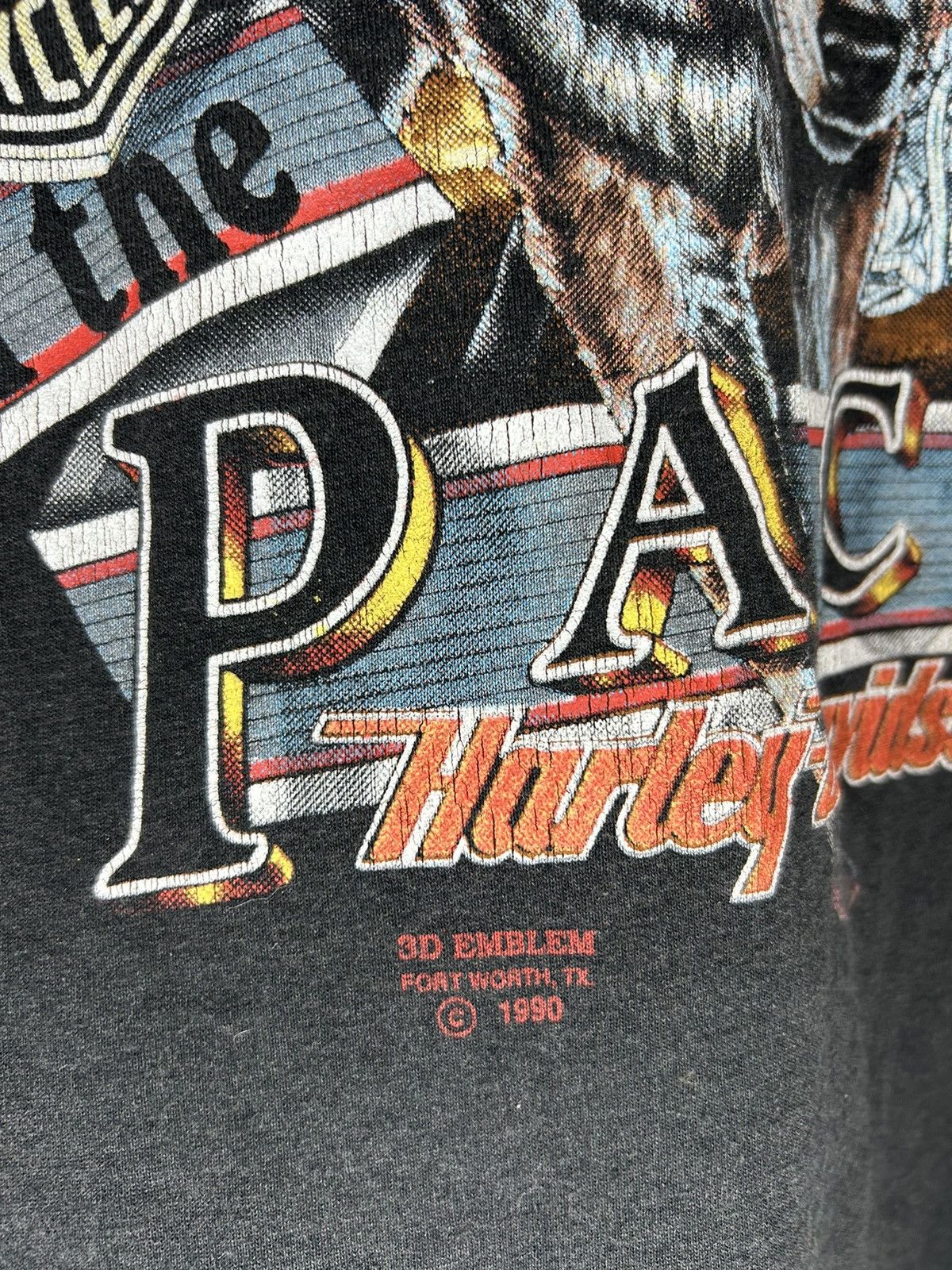 Harley Davidson Vintage 90s Harley Davidson 3D Emblem Leader Of The Pack T Size US XL / EU 56 / 4 - 4 Thumbnail