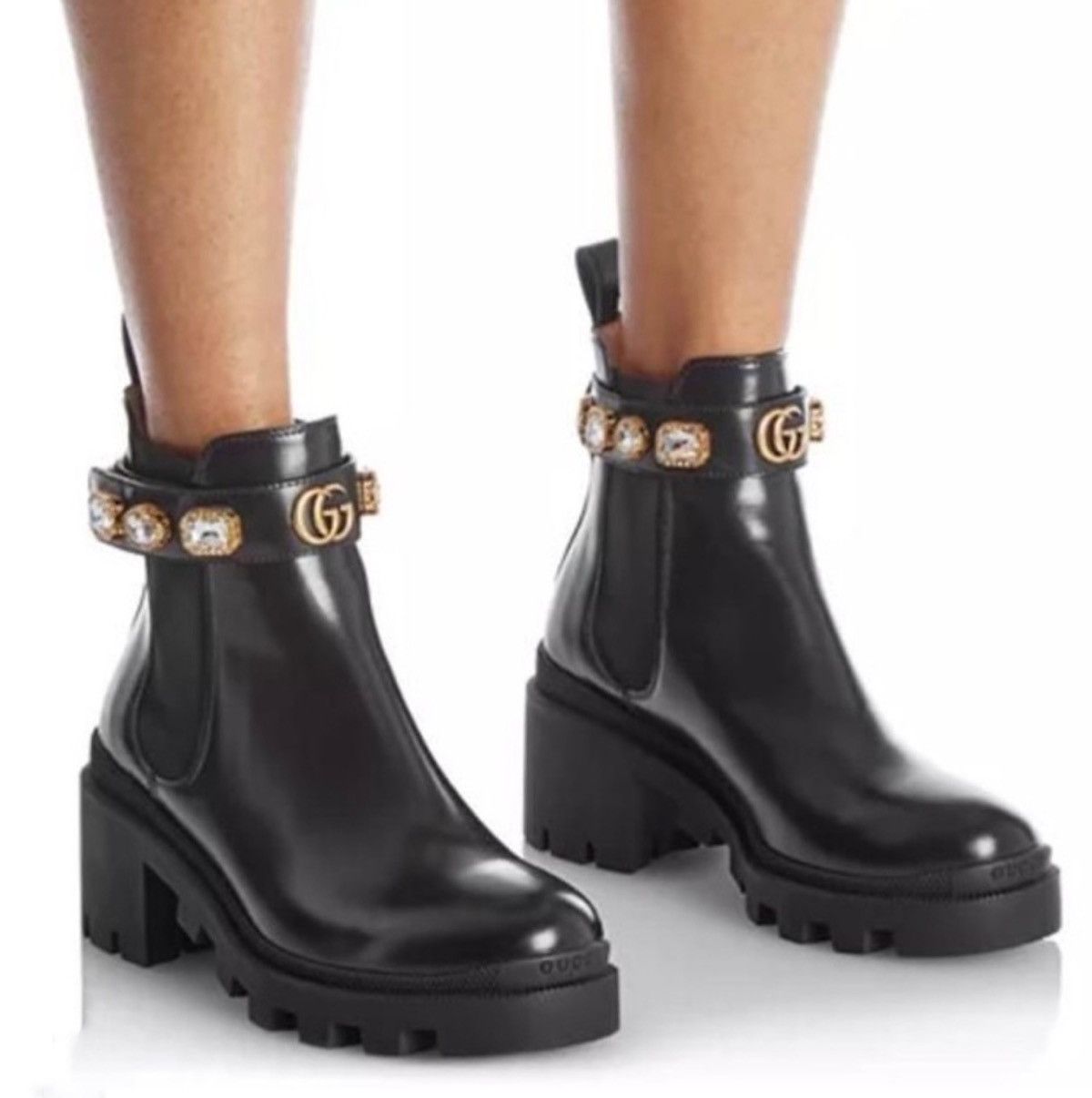 Gucci Gucci Trip Embellished Block Heel Chelsea Boots size 37.5 Size US 7.5 / IT 37.5 - 2 Thumbnail