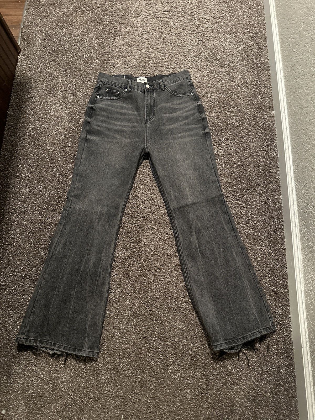 Japanese Brand × Vintage Washed Black Flared Denim Size US 32 / EU 48 - 2 Thumbnail