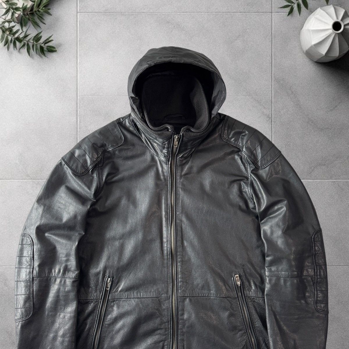 Diesel Diesel Leather Jacket Model J-BO-2 Black Biker Avirex Style Size US XXL / EU 58 / 5 - 9 Thumbnail