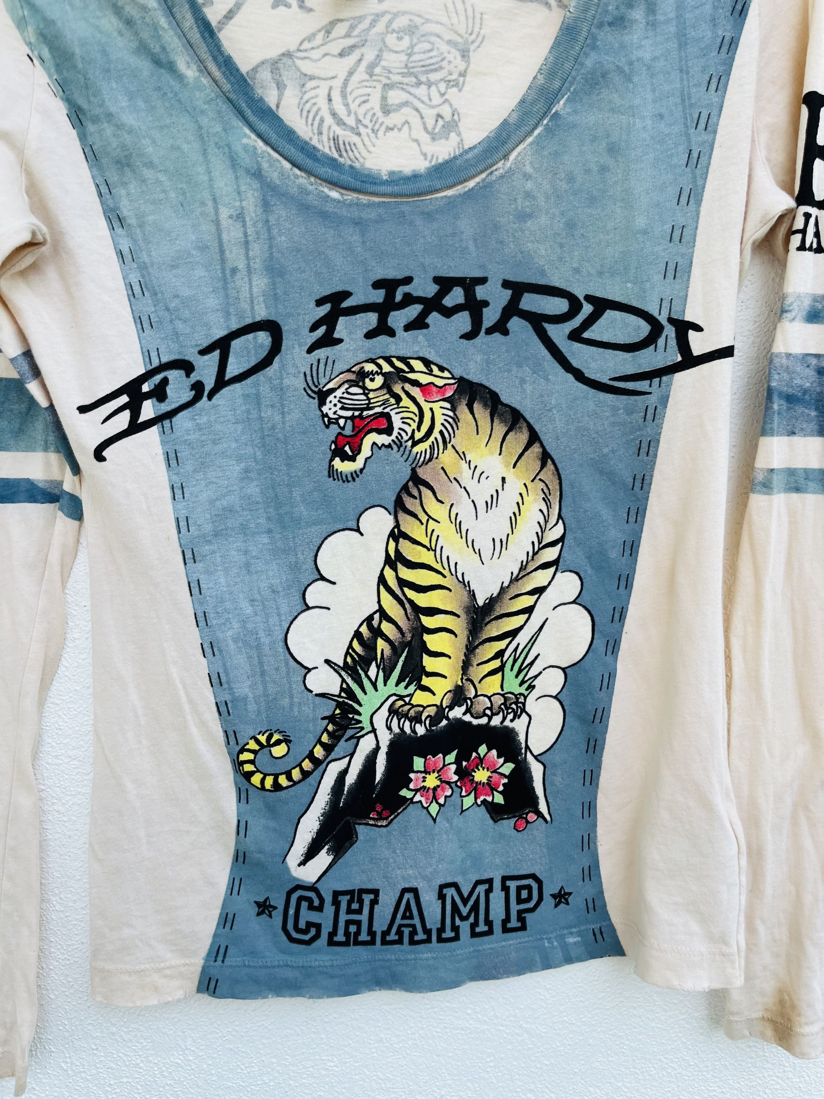 Ed Hardy × Japanese Brand Vintage Ed Hardy Champ Angry Tiger Long Sleeve Size S / US 4 / IT 40 - 4 Thumbnail