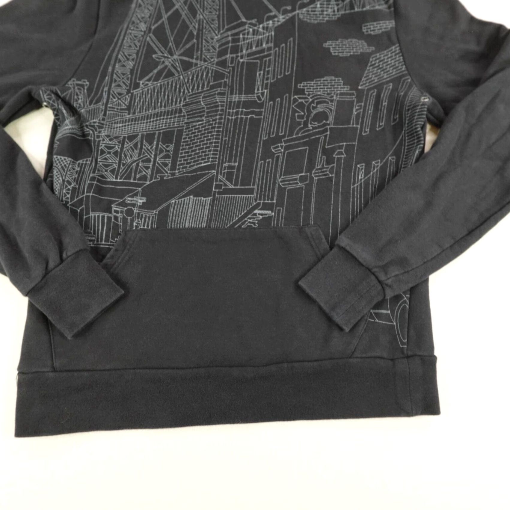 Elwood Elwood Hoodie Adult Medium Black Graphic Cityscape Print AOP Pullover Hooded Pockets Mens Size US M / EU 48-50 / 2 - 3 Thumbnail