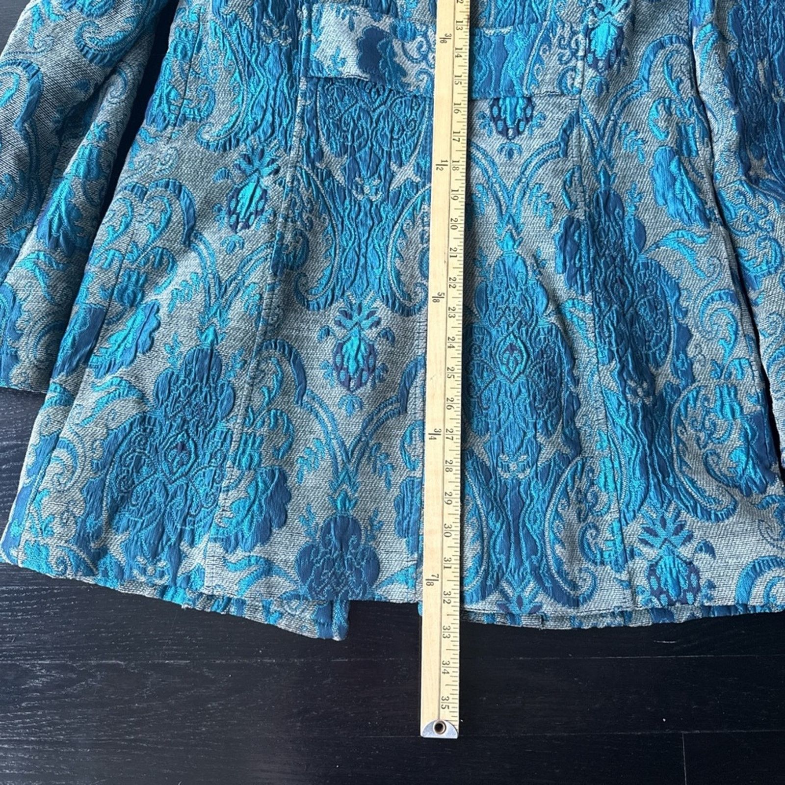 DKNY Vntg DKNY turquoise brocade Elegant Blue Women's Coat Size M / US 6-8 / IT 42-44 - 6 Thumbnail