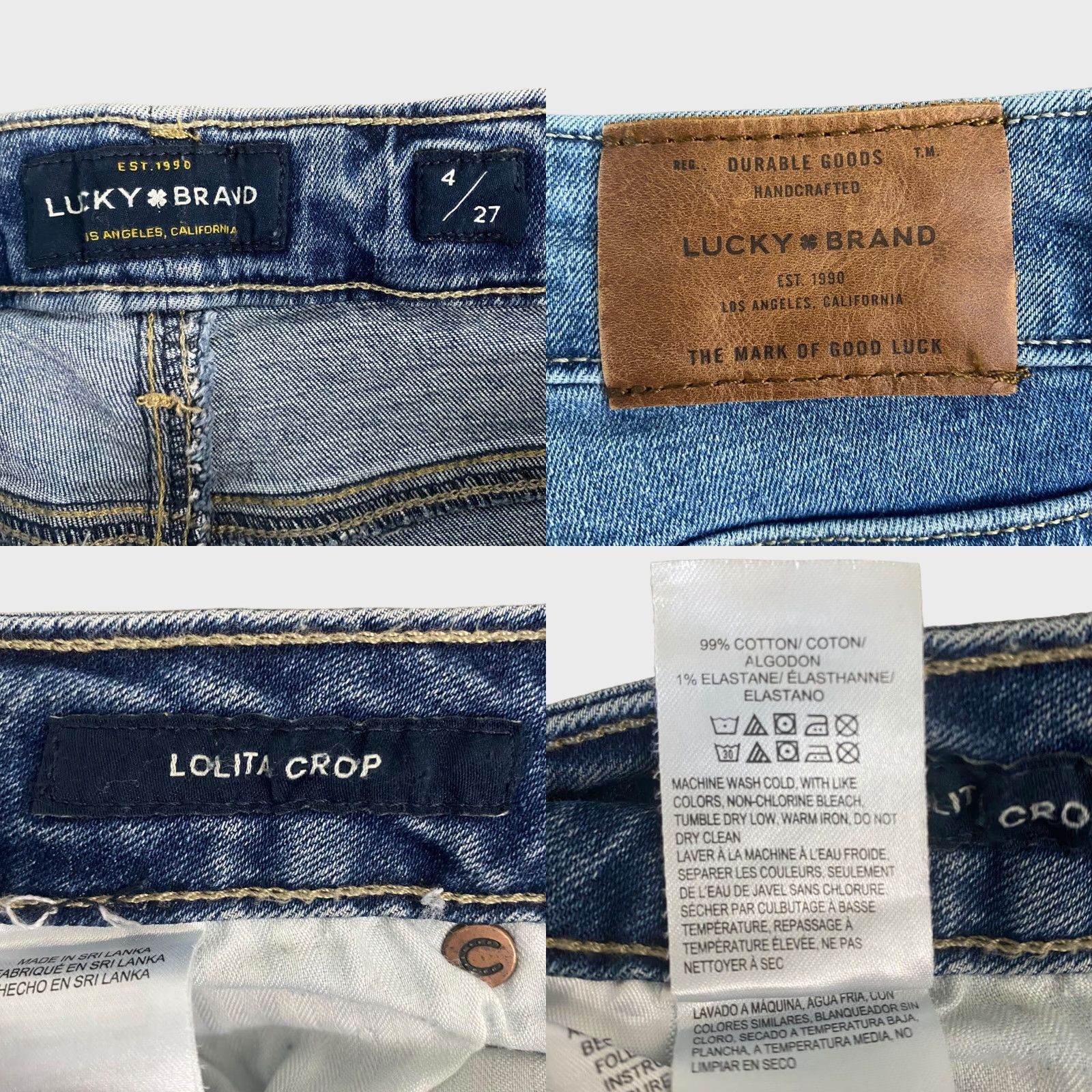 Lucky Brand Lucky Brand Lolita Crop Skinny Jeans Womens 4 Denim Medium Wash Low-Rise 27 In Waist 15'' 29 Inseam 6'' Leg Opening 5-Pocket Blue Size 27" / US 4 / IT 40 - 8 Thumbnail