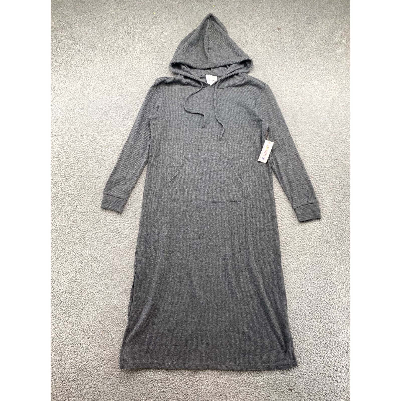 Vintage Joyspun Women’s Gray Knit Hooded Sweater Maxi Dress S Casual Womens Fall Winter Spring Lightweight Side Slit Polyester Blend Size S / US 4 / IT 40 - 2 Thumbnail