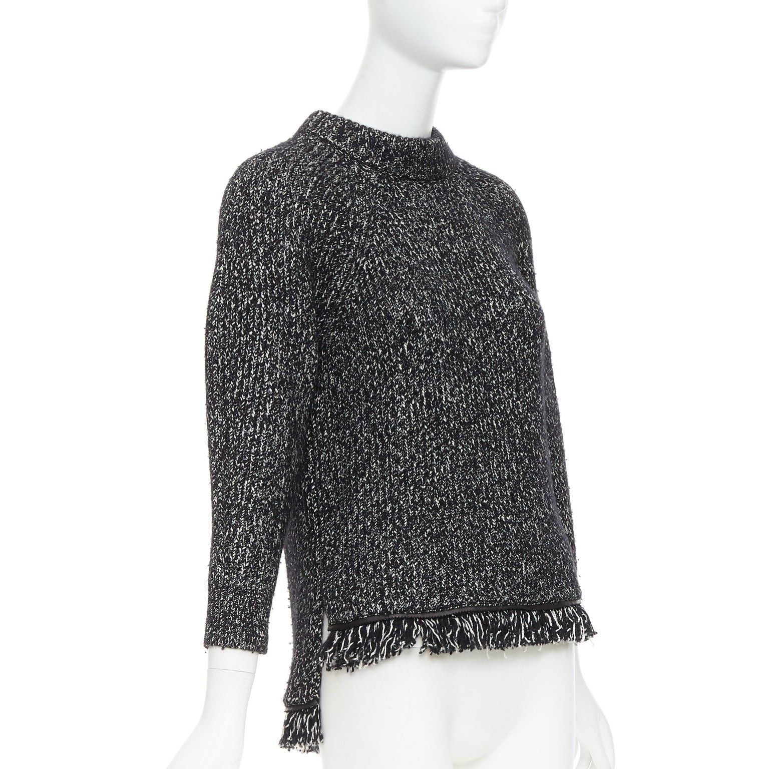 Alexander McQueen ALEXANDER MCQUEEN grey frayed fringe step hem raglan knit sweater S Size S / US 4 / IT 40 - 1 Thumbnail