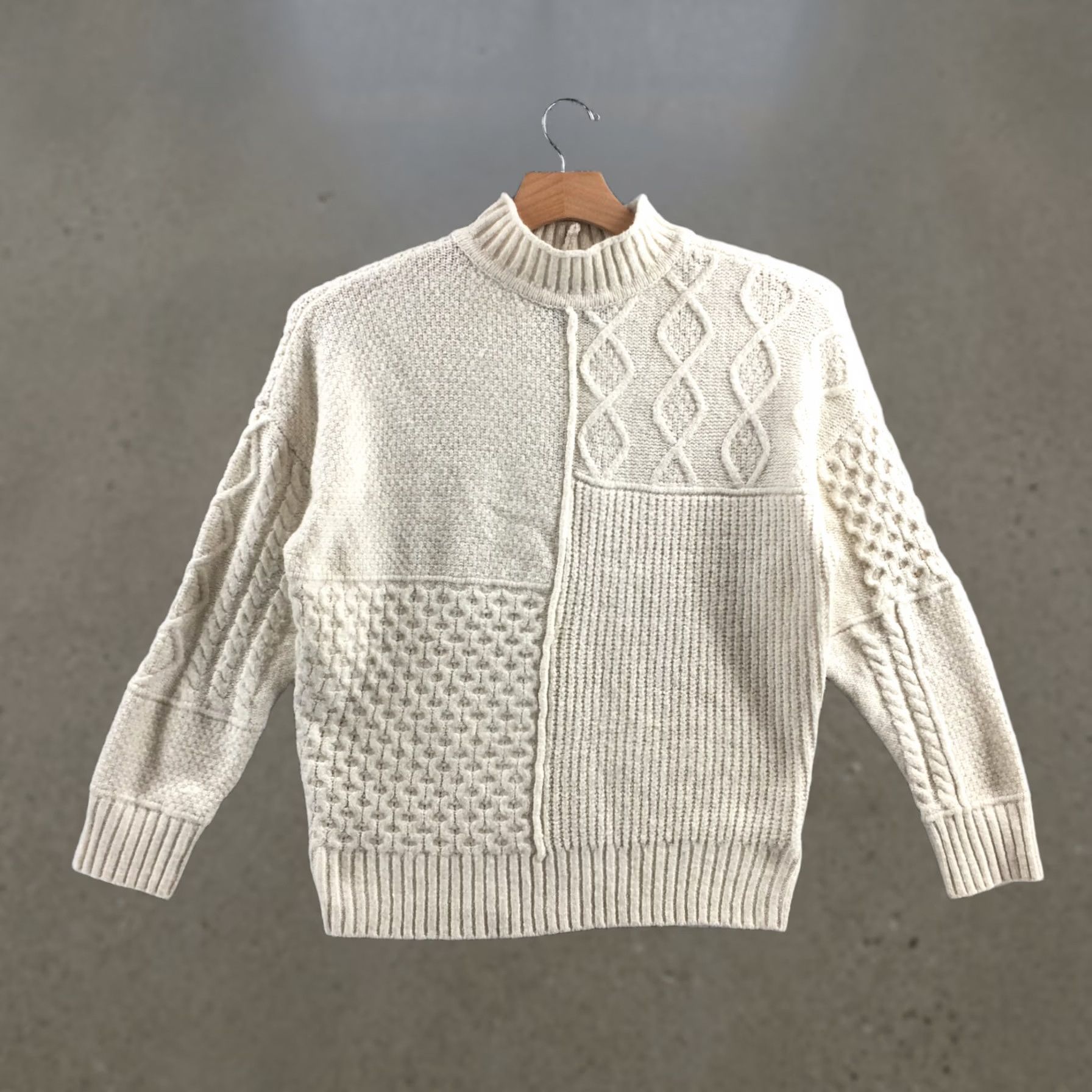 American Eagle Outfitters American Eagle Outfitters Pullover Sweater Womens M Off-White Mock Neck Long Sleeve Knitted Smooth Solid Cable-Knit Lightweight Casual 90s? Size M / US 6-8 / IT 42-44 - 1 Thumbnail