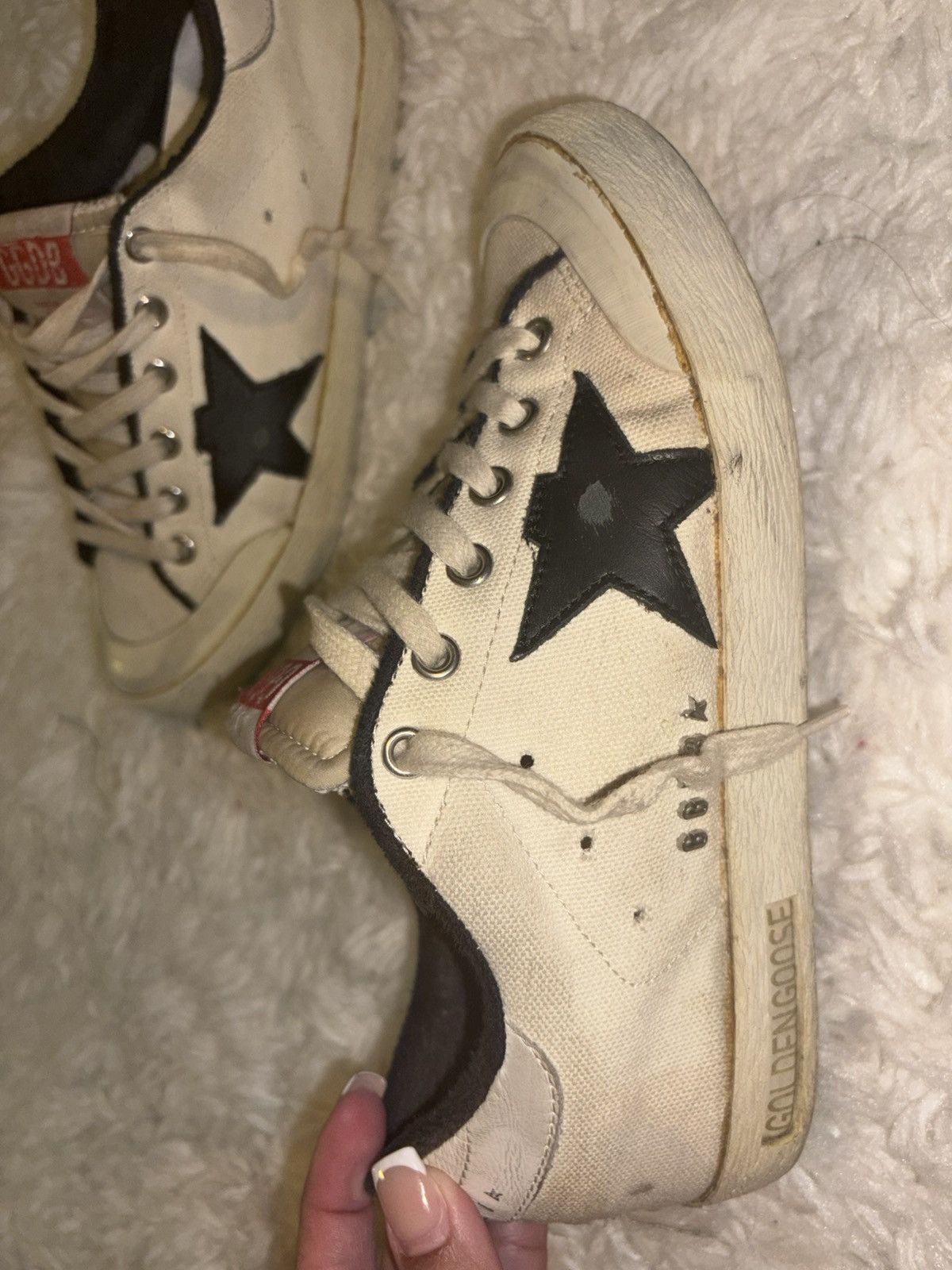 Golden Goose Golden Goose Cream and Black Super-Star Sneakers Size US 7 / IT 37 - 2 Thumbnail