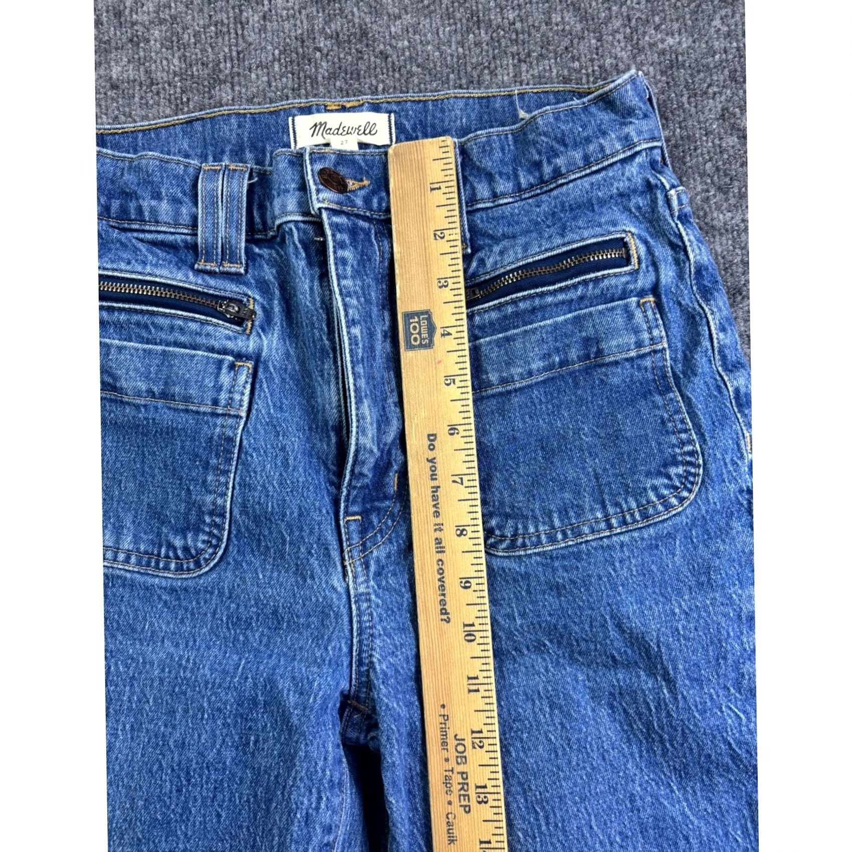 Madewell Madewell Jeans Womens 27 Blue High Rise Zipper Pocket Straight Flare Denim Size 27" / US 4 / IT 40 - 4 Thumbnail