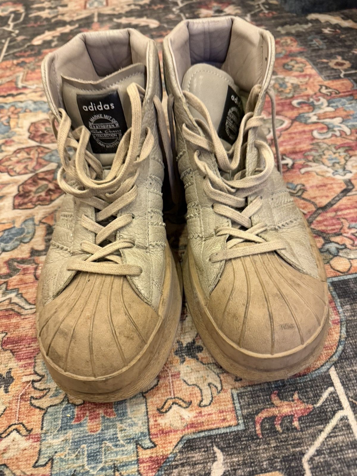 Adidas × Rick Owens Rick Owens x Adidas Pearl Pebbled Leather Mastodon Sneakers Size US 9 / EU 42 - 2 Thumbnail