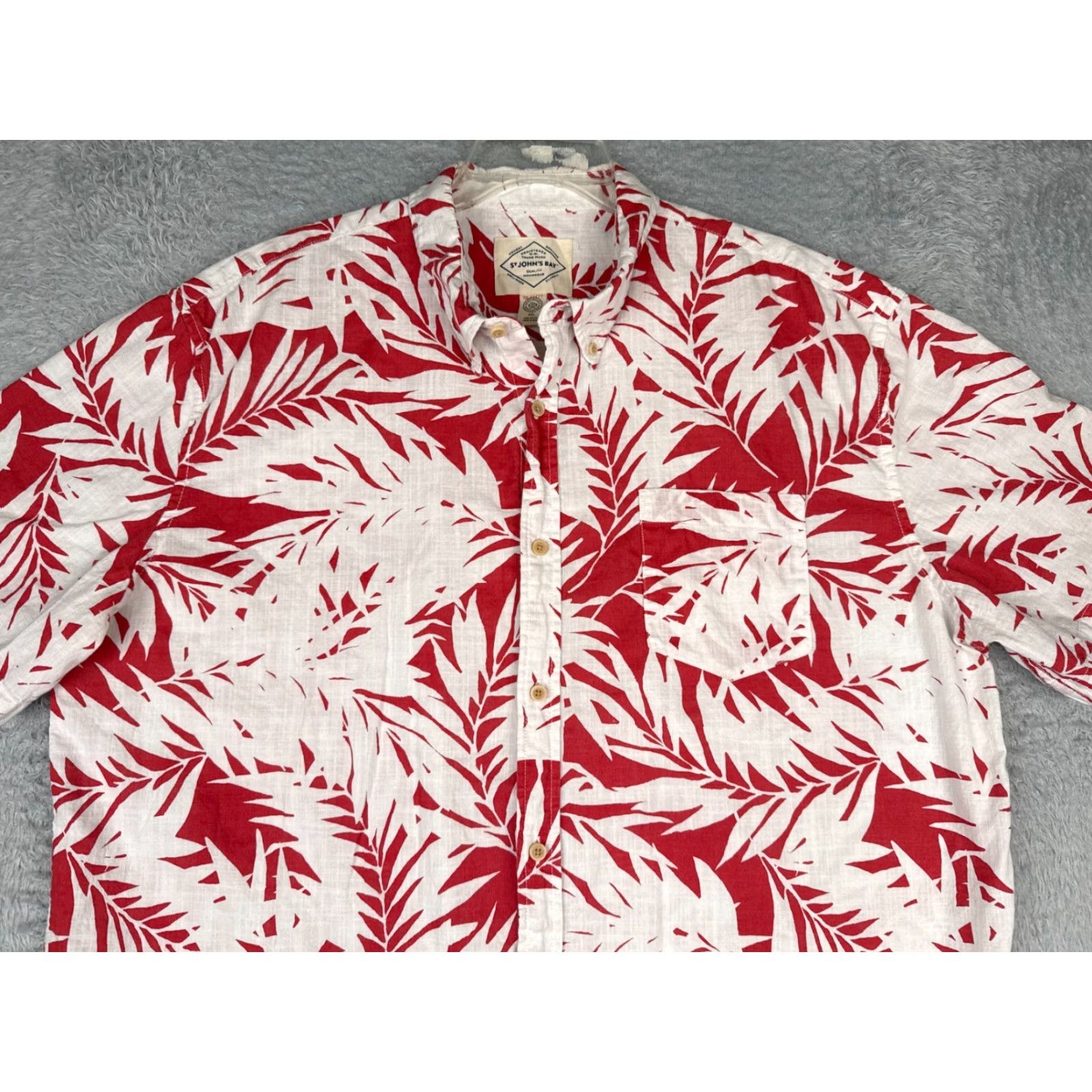 Vintage St. John's Bay Shirt Men 2XL XXL Red White Floral Hawaiian 100% Cotton Pockets Button-Up Shirt Size US XXL / EU 58 / 5 - 4 Thumbnail