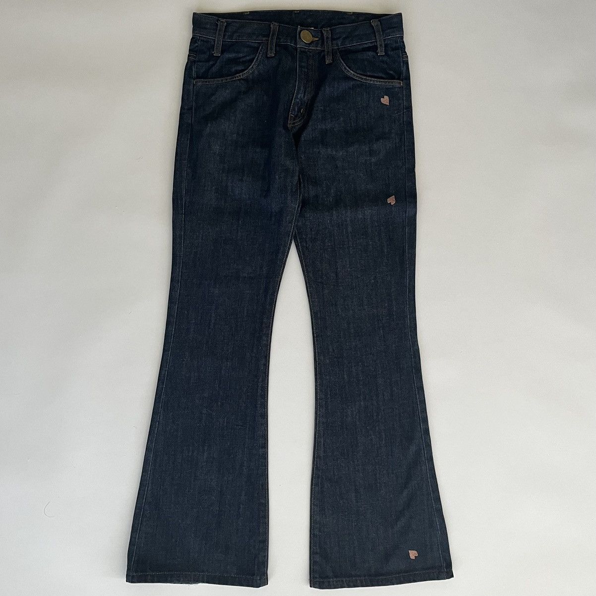 Japanese Brand Veronica by Led Rechwe Heart Embroidered Flared Jeans Size 29" - 2 Thumbnail