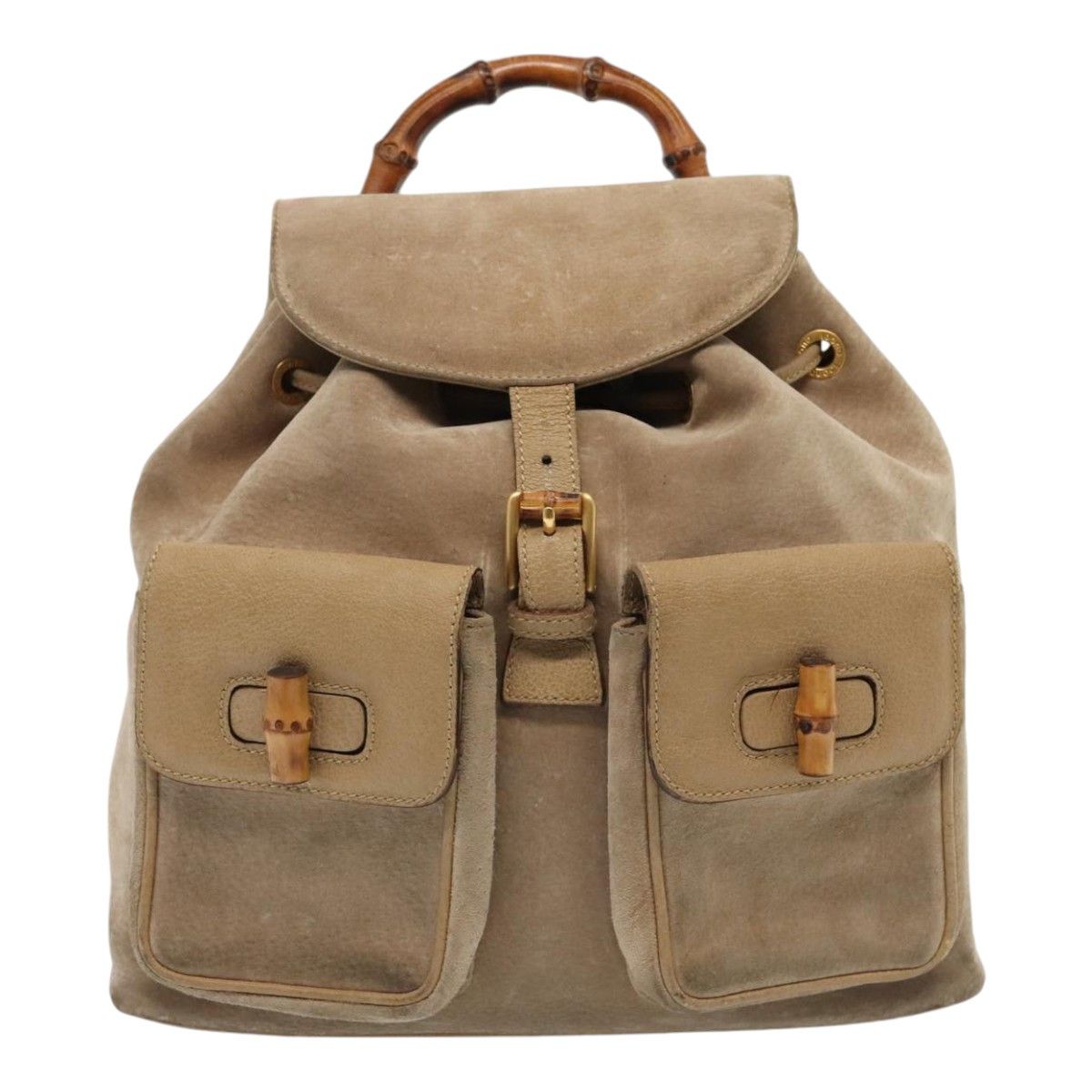 Gucci Bamboo Beige Suede Backpack Bag (Pre-Owned) Size ONE SIZE - 1 Thumbnail