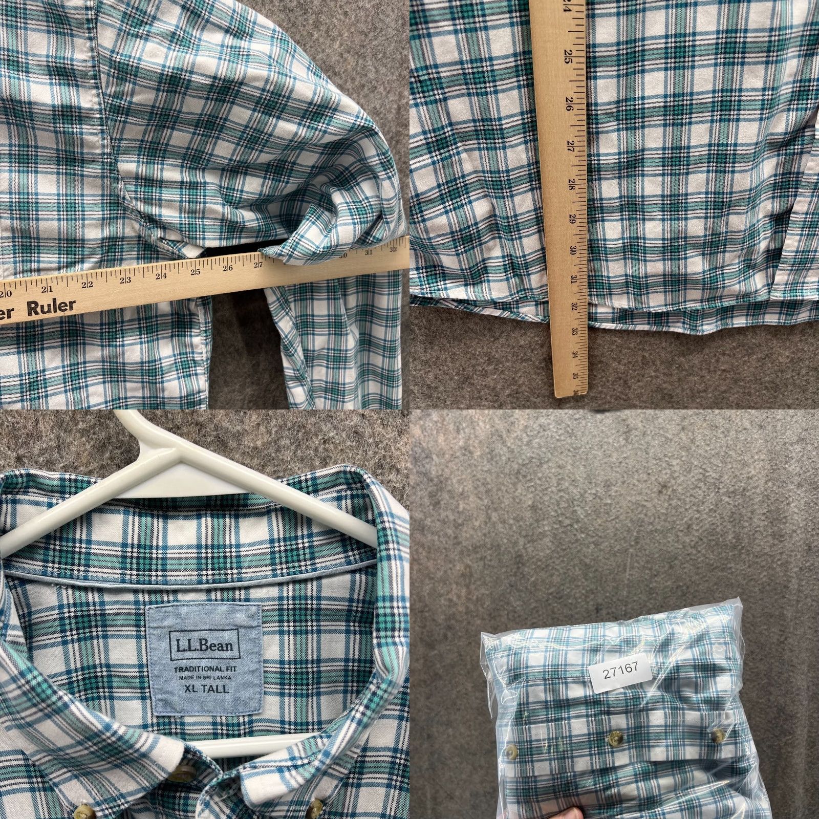 Vintage LL bean Shirt Men XLT Teal Blue Button Down Traditional Tall Plaid Size US XL / EU 56 / 4 - 8 Thumbnail