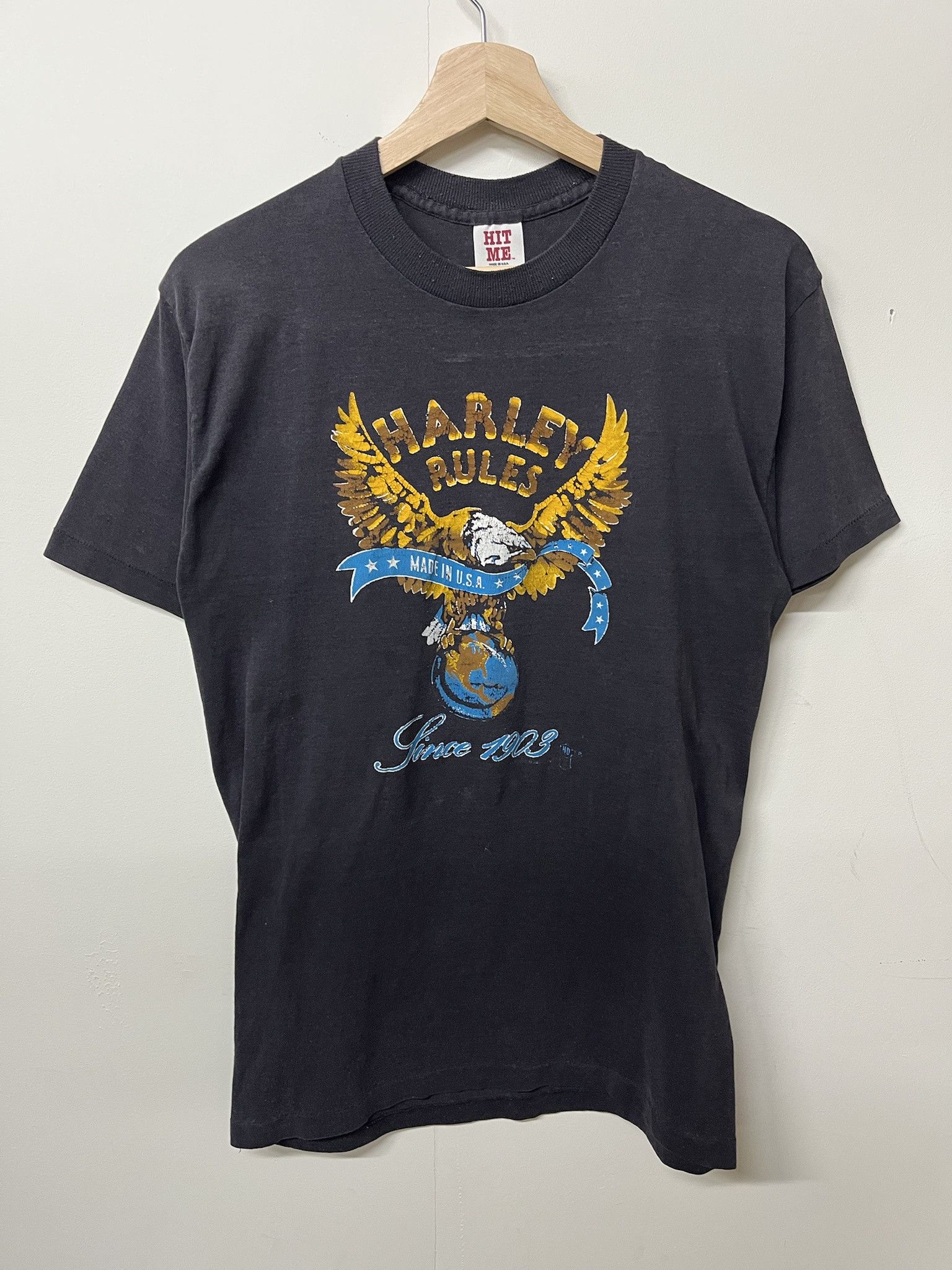 Harley Davidson × Vintage Vintage 1980s Harley Davidson Rules Single Stitch Tee Size L Size US L / EU 52-54 / 3 - 1 Thumbnail
