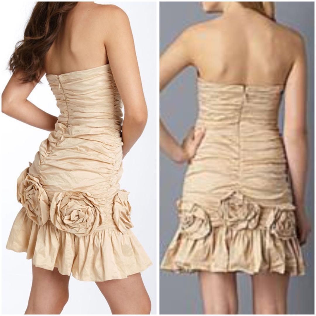 Bcbgmaxazria × Vintage Vintage ruched rosette party dress homecoming prom Size XXS / US 00 / IT 34 - 3 Thumbnail