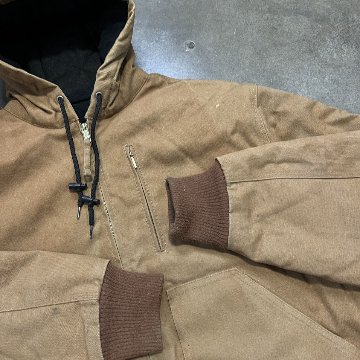 Vintage × Walls Walls Workwear Canvas Jacket Hooded Active Zip Up Faded Boxy Size US XL / EU 56 / 4 - 5 Thumbnail