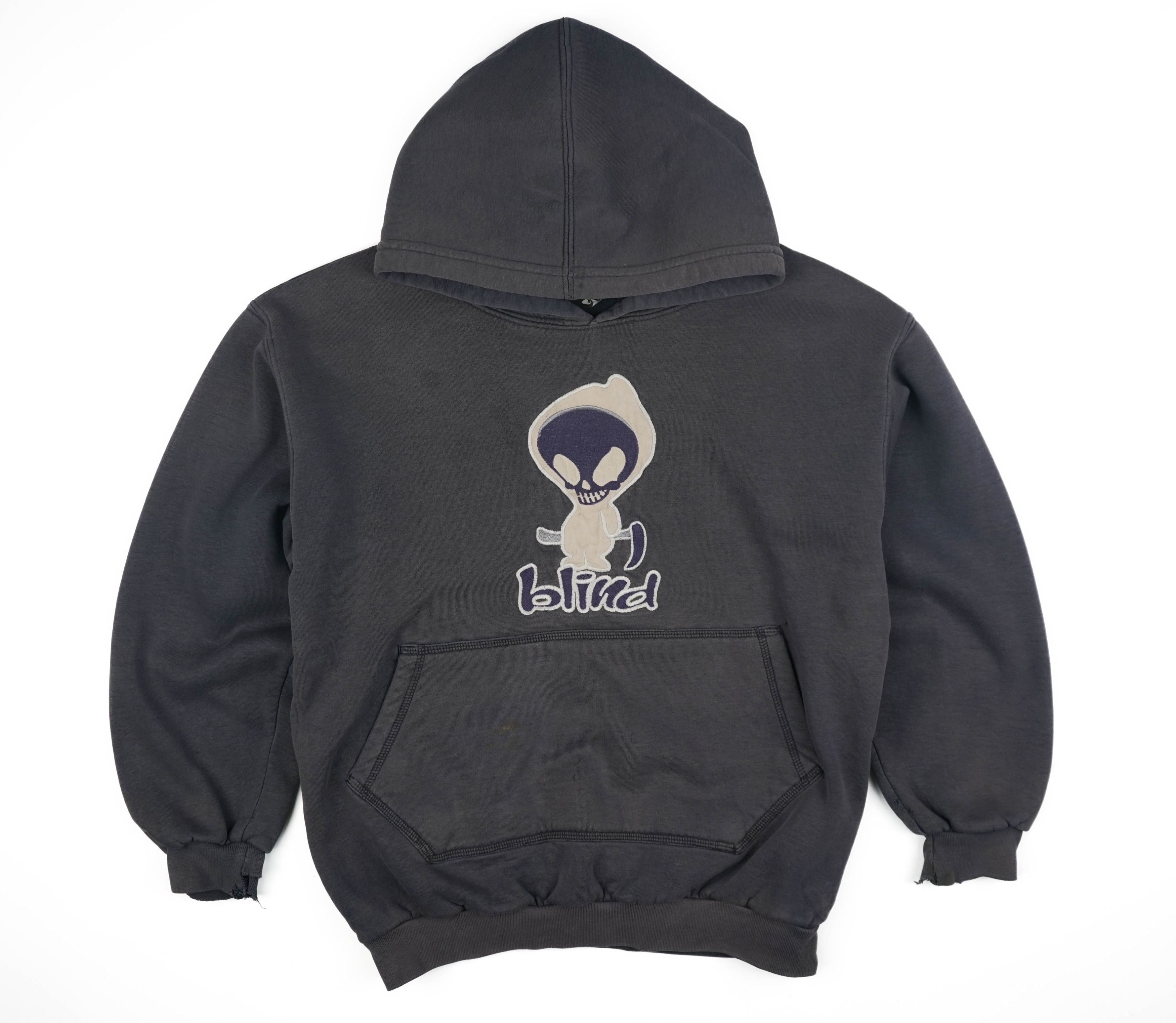 image of Santa Cruz Skateboards x Skategang Vintage 1990S Blind Hoodie Distressed in Black (Size Small)