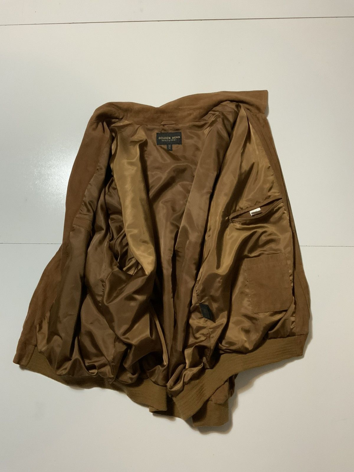 Golden Bear × Vintage Vintage Golden Bear Suede Leather Cognac Zip Bomber Jacket Size US XL / EU 56 / 4 - 2 Thumbnail