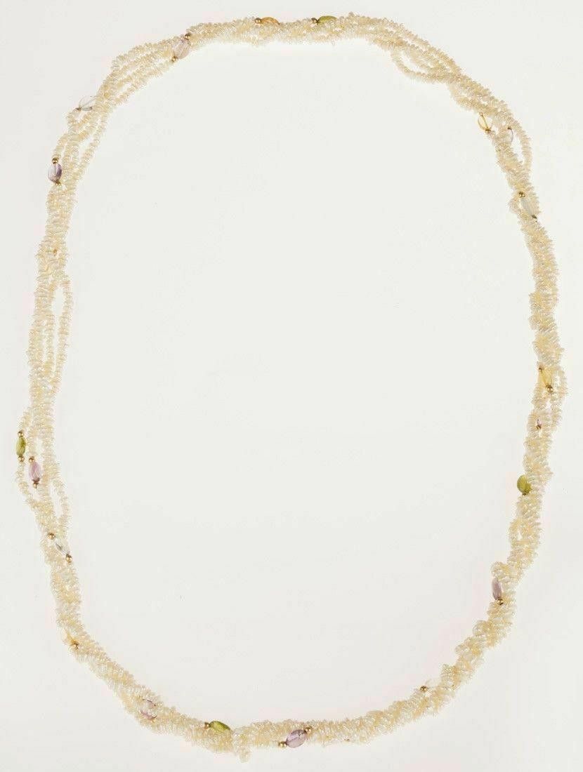 14 kt Gold Freshwater Pearl Bead Gemstone Torsade Necklace