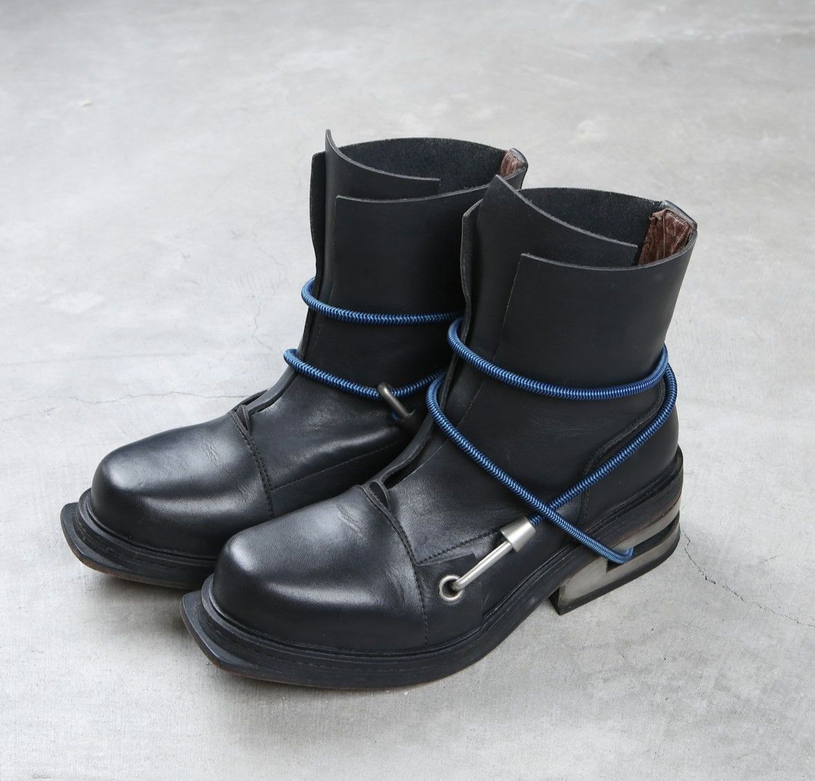 Dirk Bikkembergs Dirk Bikkembergs Black Bungee Boots 1996 Steel Cut Heel Size US 11 / EU 44 - 25 Thumbnail