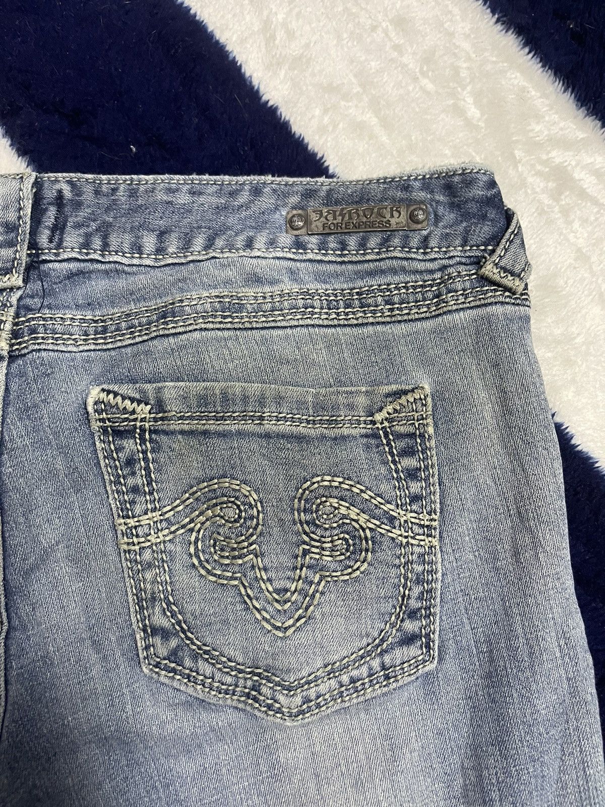 Japanese Brand Ne Rock for Express Distressed Flare Jeans (14) Size 33" - 3 Thumbnail