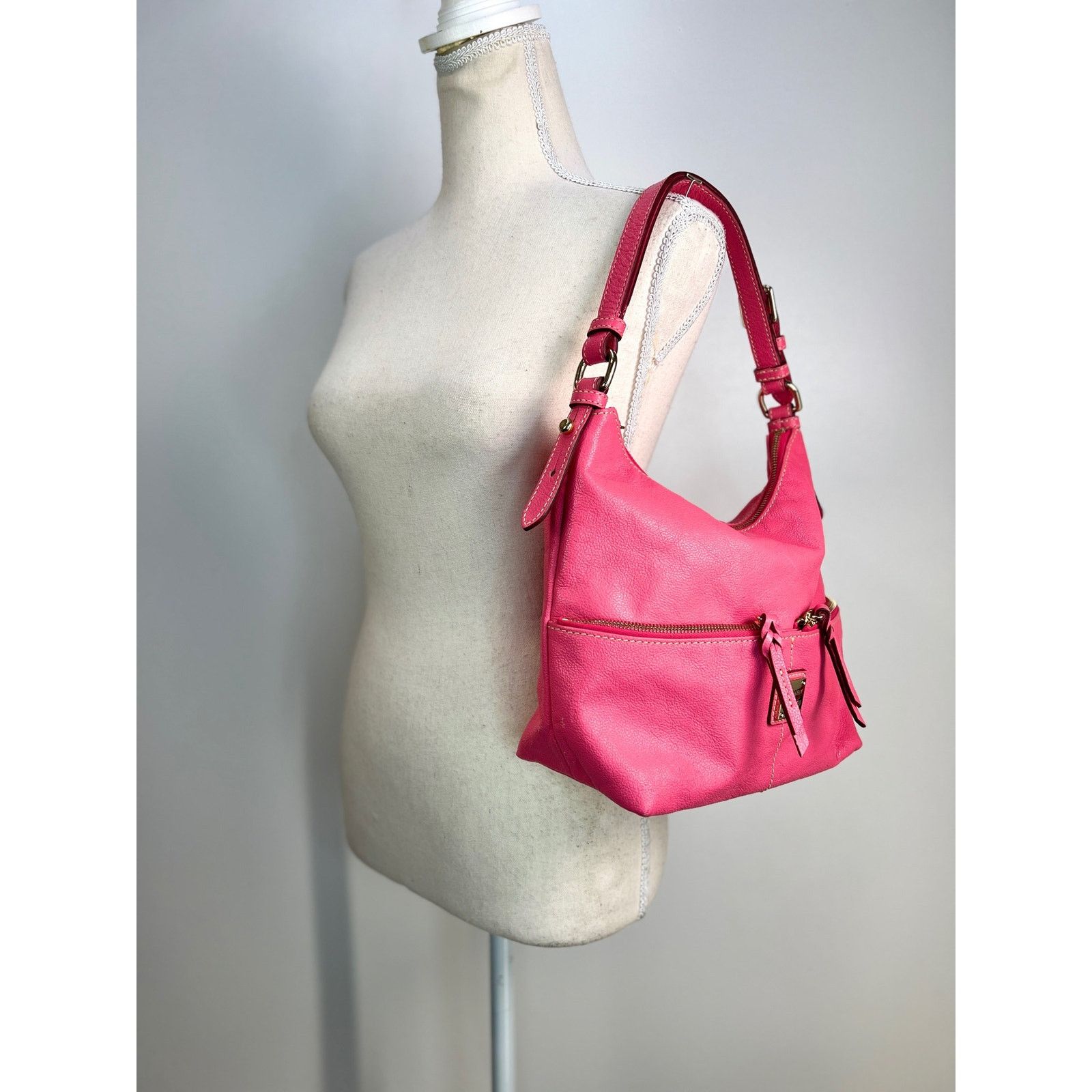 Dooney & Bourke Dooney and Bourke Dillen Zipper Pocket Small Hobo Bag Pink Size ONE SIZE - 2 Thumbnail