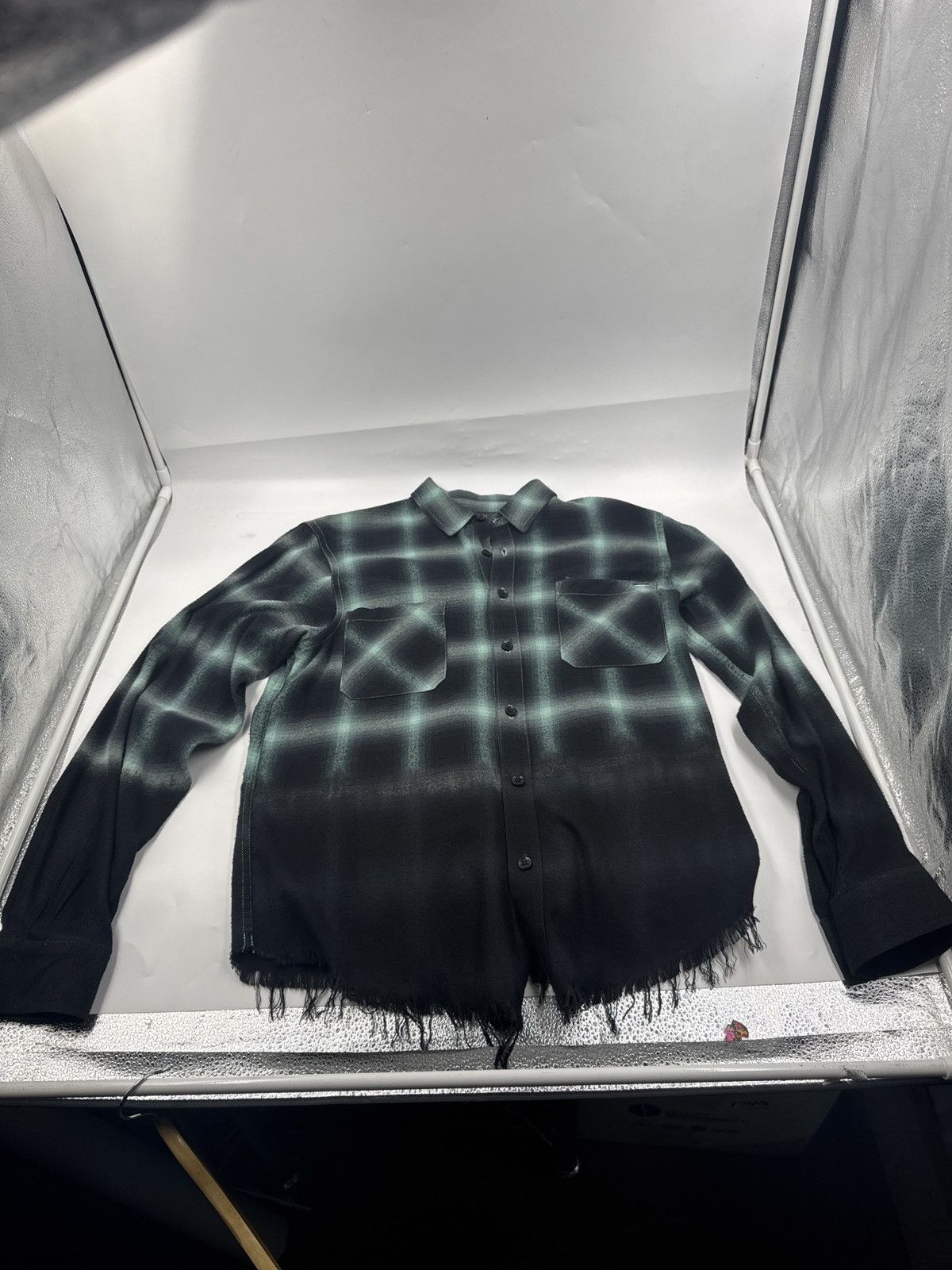 Amiri Dip Dye Shadow Plaid Button Up Shirt