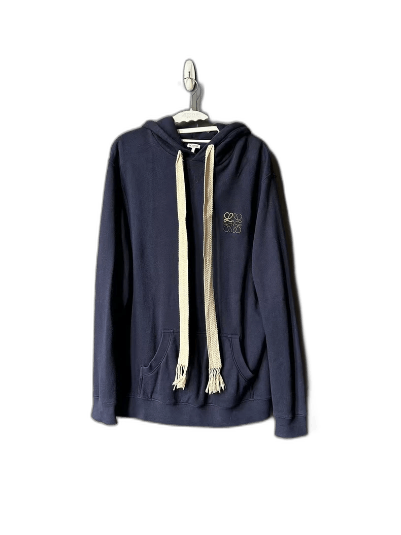 Loewe Embroidered Logo Hoodie in Dark Blue