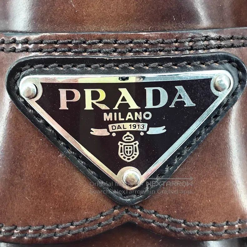Prada Prada Brown leather triangle thick-soled casual loafers Size US 4.5 / IT 34.5 - 7 Thumbnail