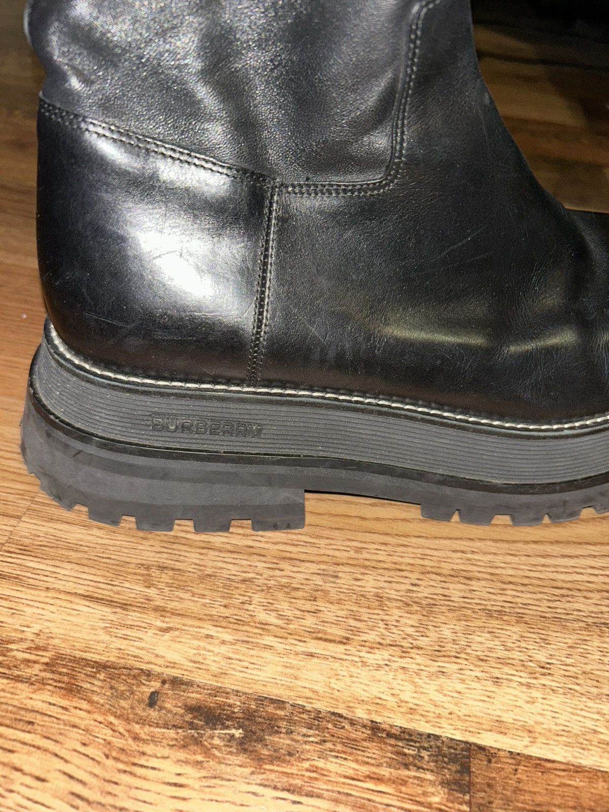 Burberry Burberry Black Leather Lug Sole Zip Combat Boots US 9 Size US 9 / IT 39 - 2 Thumbnail