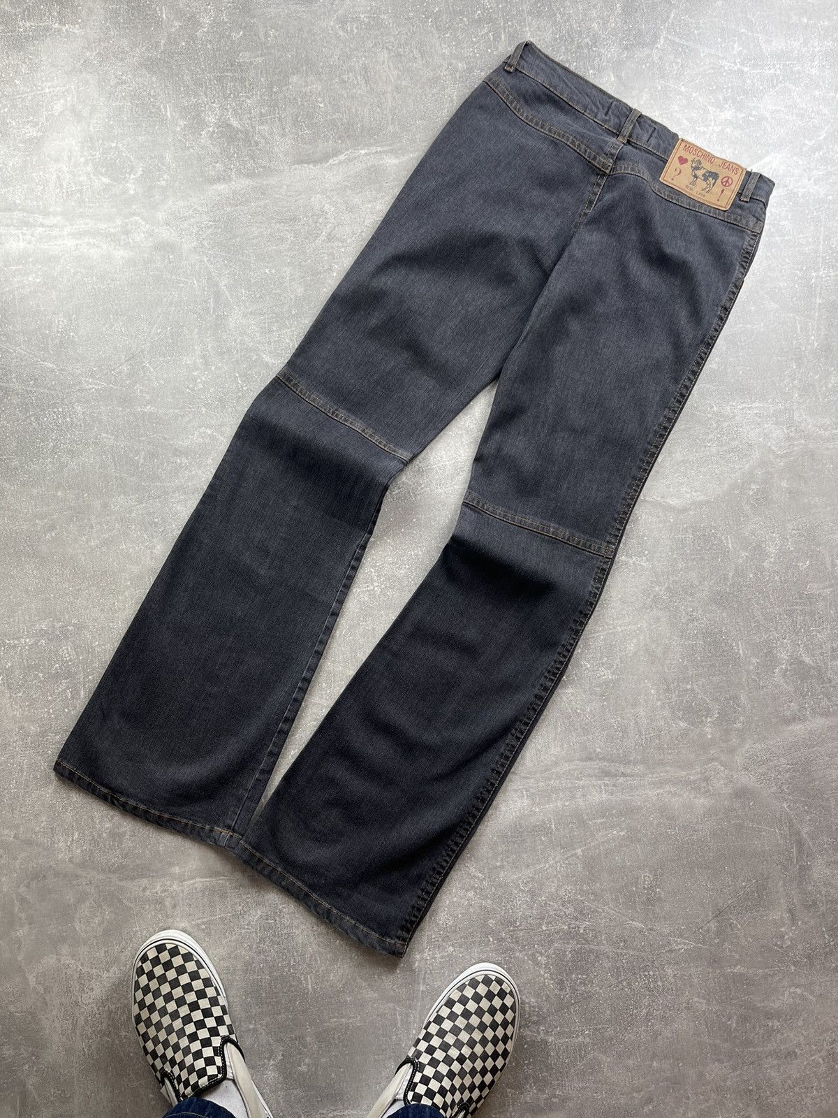 Moschino × Vintage Moschino Vintage 00s Gray Flared Denim Jeans Size 32" / US 10 / IT 46 - 1 Thumbnail