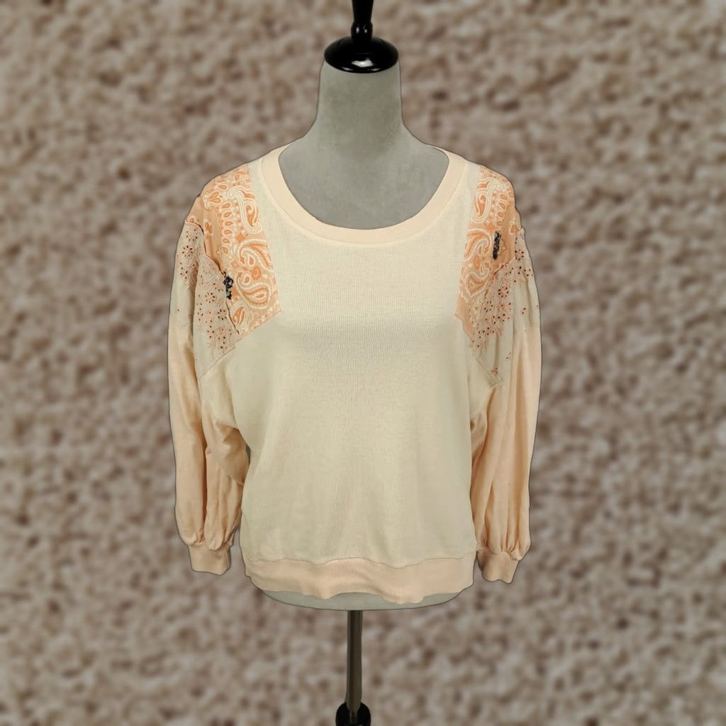 Vintage We The Free Blouse Women XS Pink Oversized Cutout Shoulders Paisleys Bohemian Size XS / US 0-2 / IT 36-38 - 1 Thumbnail