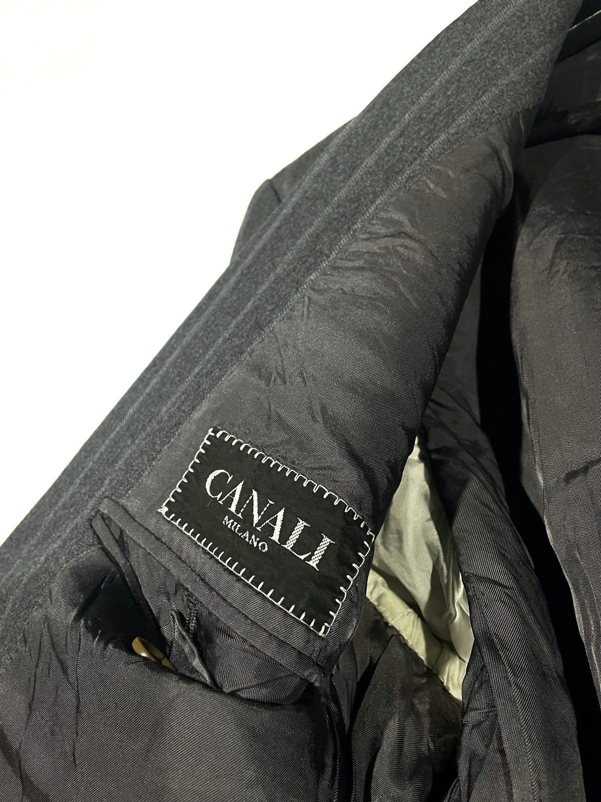 Canali × Cerruti 1881 Canali Grey Wool Stripe Vintage Blazer Size 52 1881 Cerruti Size 52R - 6 Thumbnail