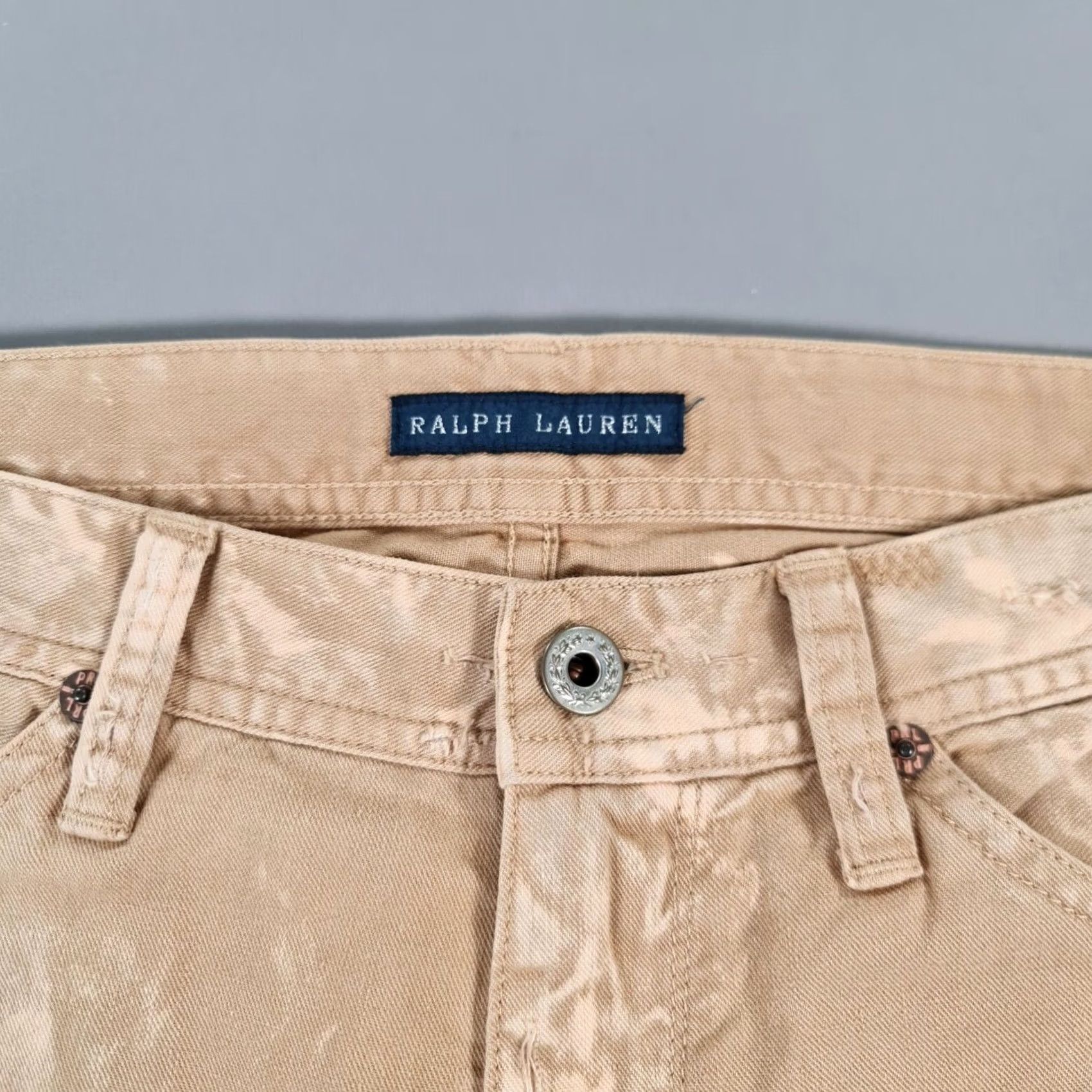 Levi's Ralph Lauren Jeans Beige W32 L29 Distressed Patchwork Western Rare Denim 5-Pocket Zip Fly Womens Jeans Size 24" / US 00 / IT 34 - 4 Thumbnail