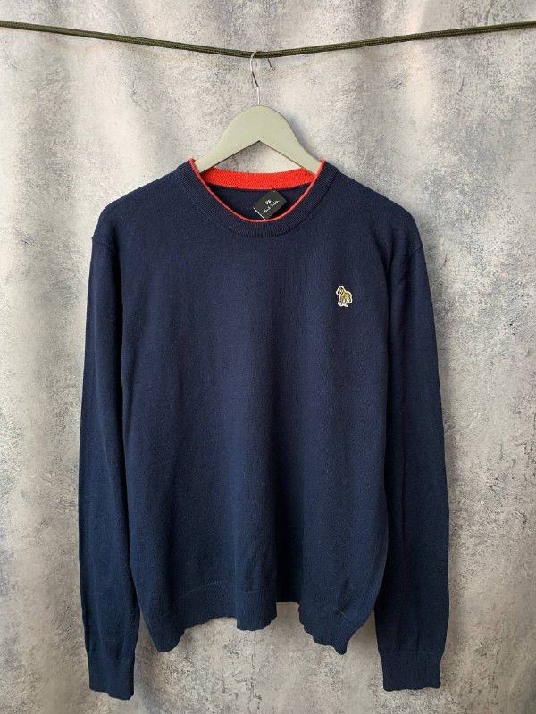 Paul Smith Paul Smith Zebra Sweater Navy Cotton Crew Neck Sweatshirt Size US L / EU 52-54 / 3 - 1 Thumbnail