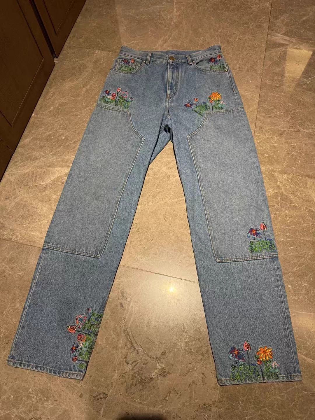 Louis Vuitton LV floral embroidery blue jeans Size 28" / US 6 / IT 42 - 1 Thumbnail